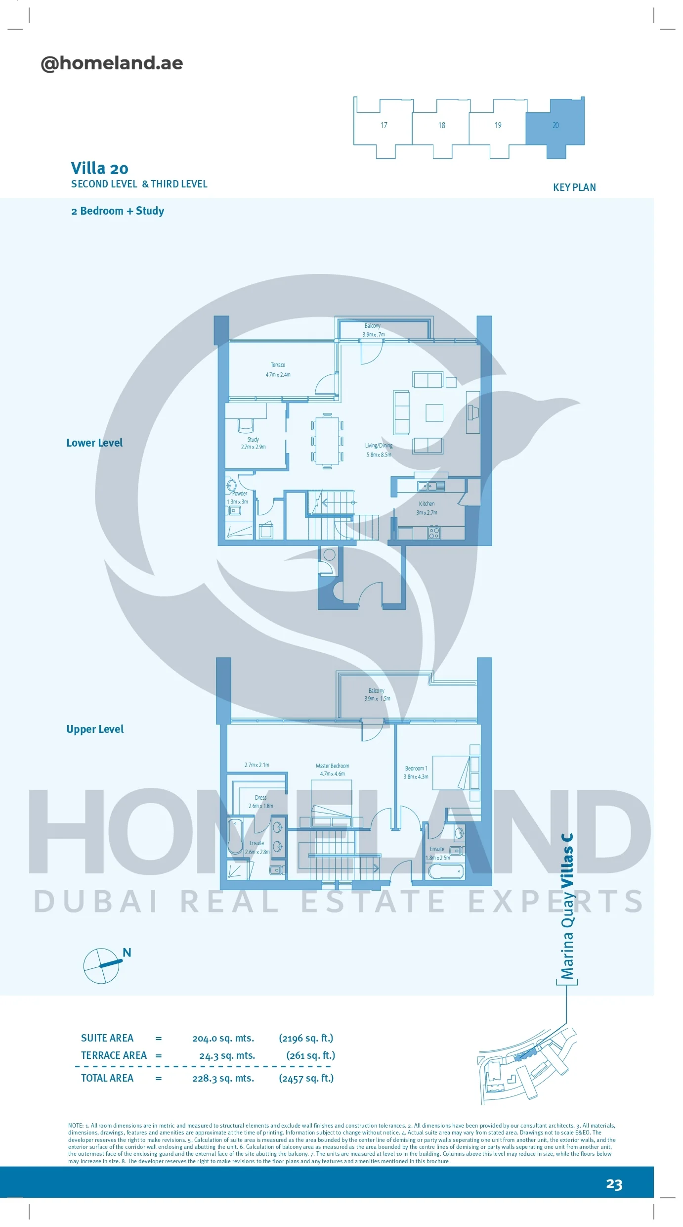 Marina Quays villa C, 2BR+Study, Villa 20, Second Level&Third Level, 2457 SQFT