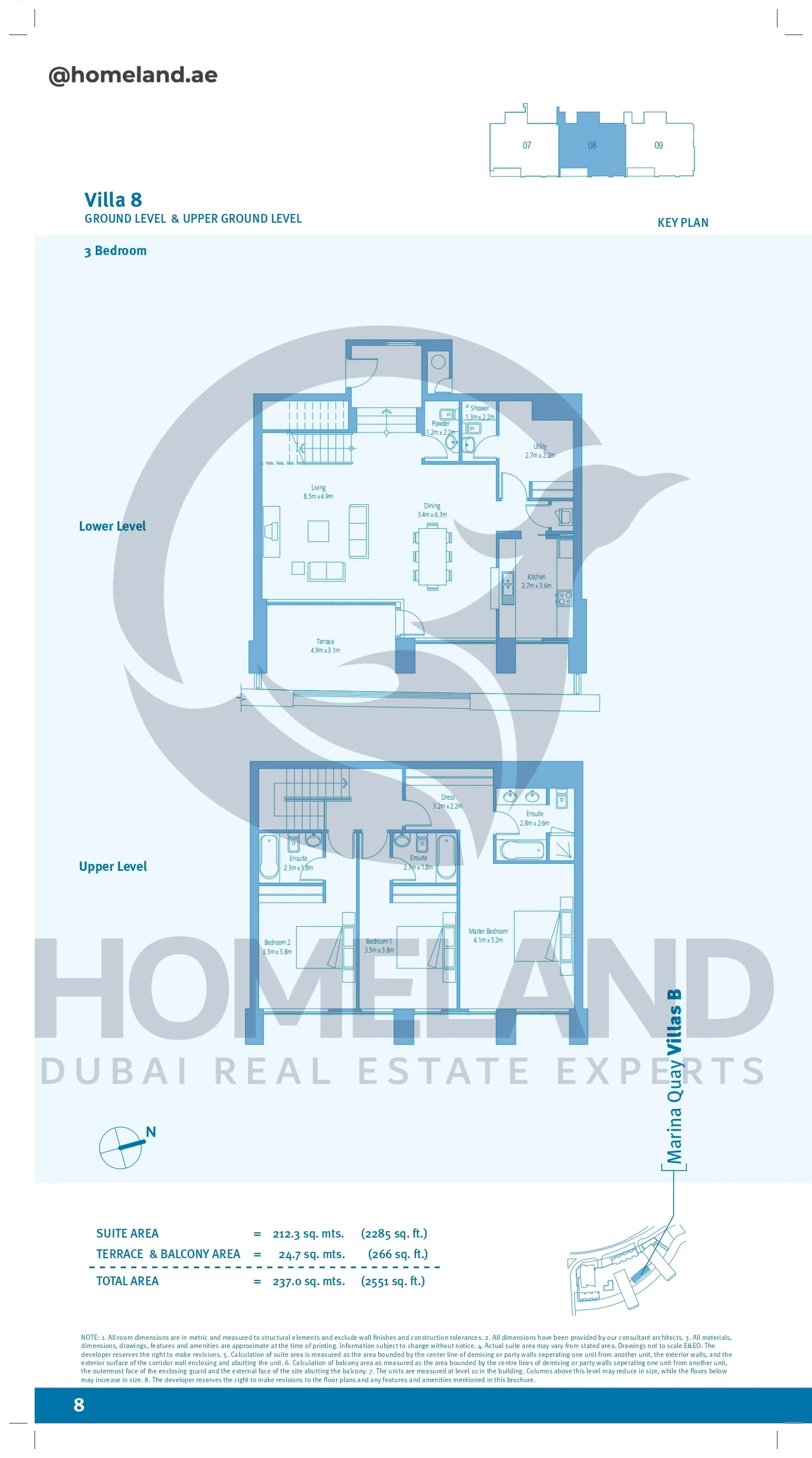 Marina Quays villa B, 3BR, Villa 8, Ground Level&Upper Ground Level , 2551 SQFT