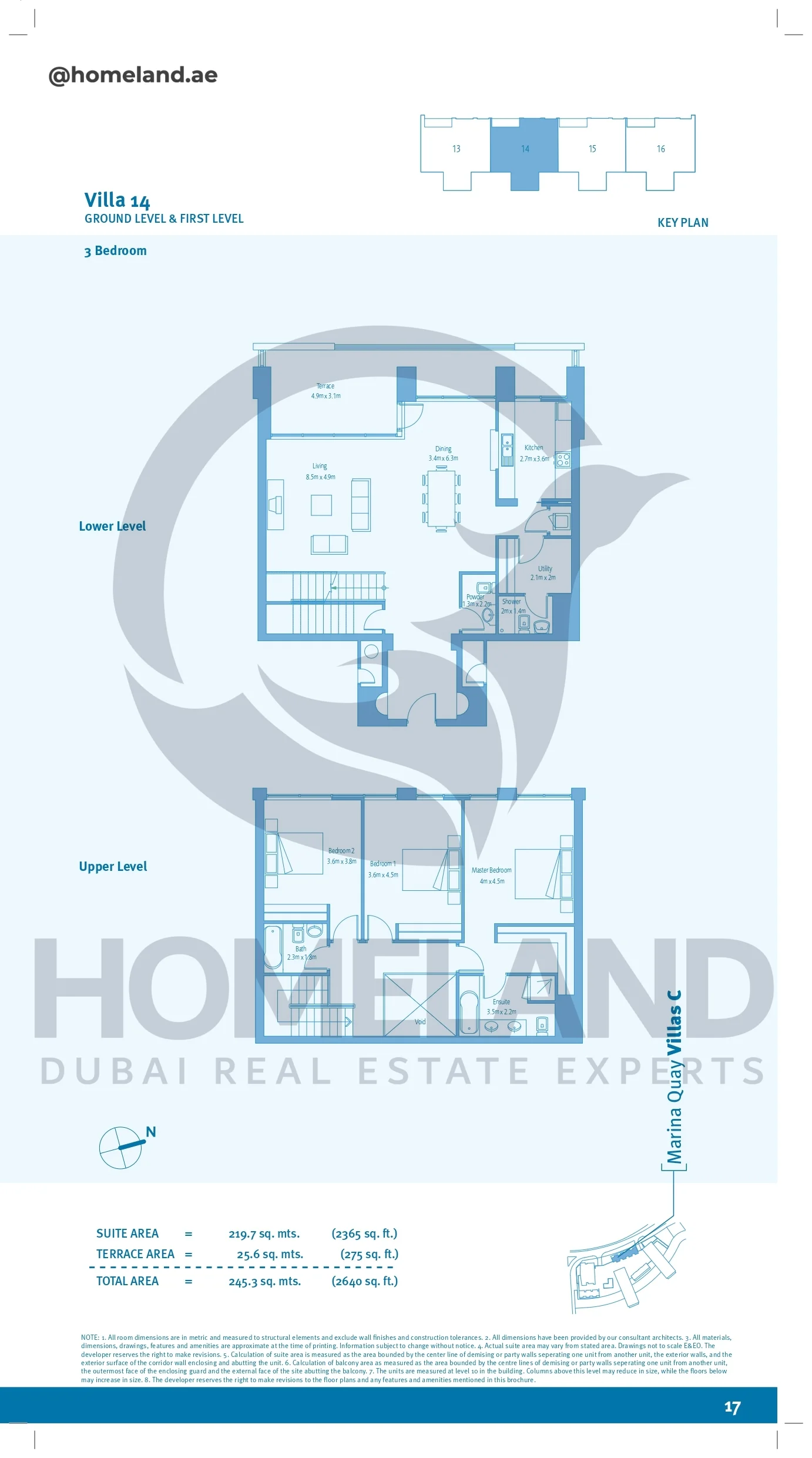 Marina Quays villa C, 3BR, Villa 14, Ground level&First Level, 2640 SQFT