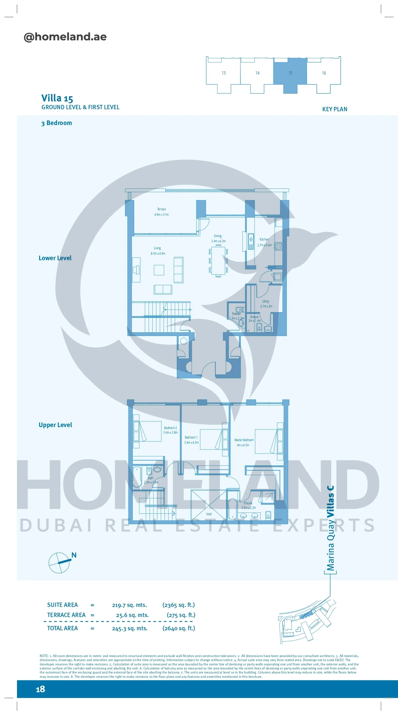 Marina Quays villa C, 3BR, Villa 15, Ground level&First Level, 2640 SQFT