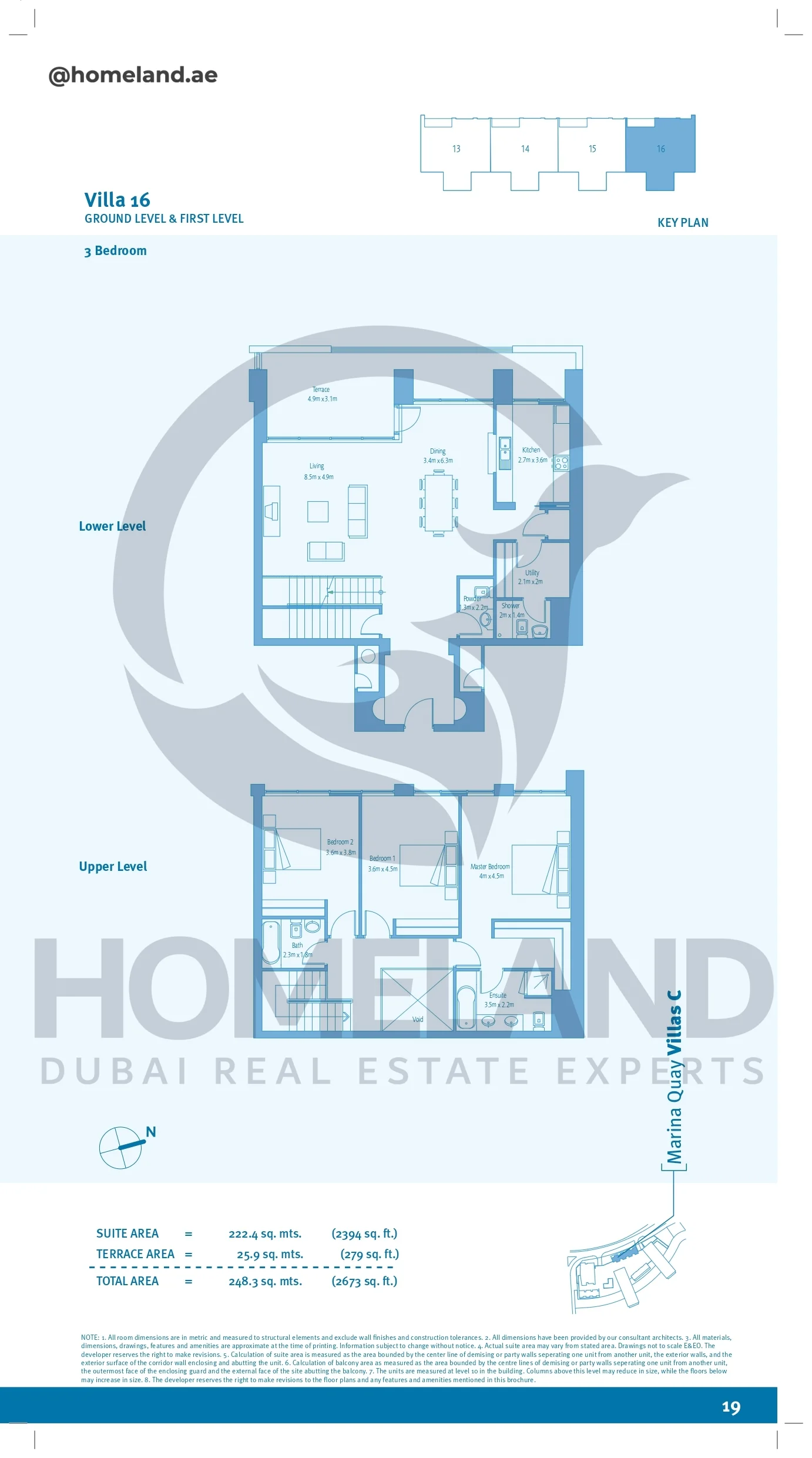 Marina Quays villa C, 3BR, Villa 16, Ground level&First Level, 2673 SQFT