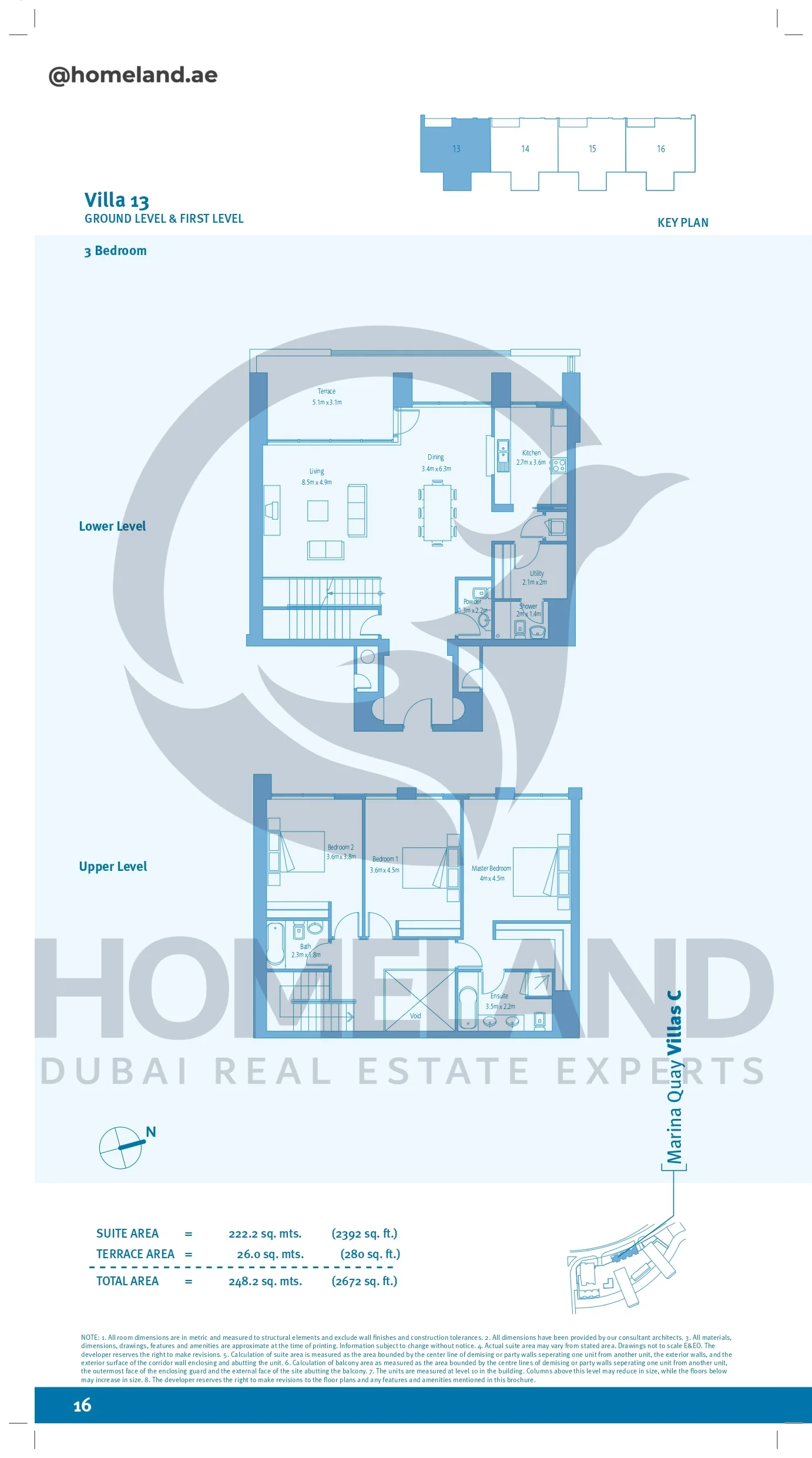 Marina Quays villa C, 3BR, Villa 13, Ground level&First Level, 2672 SQFT