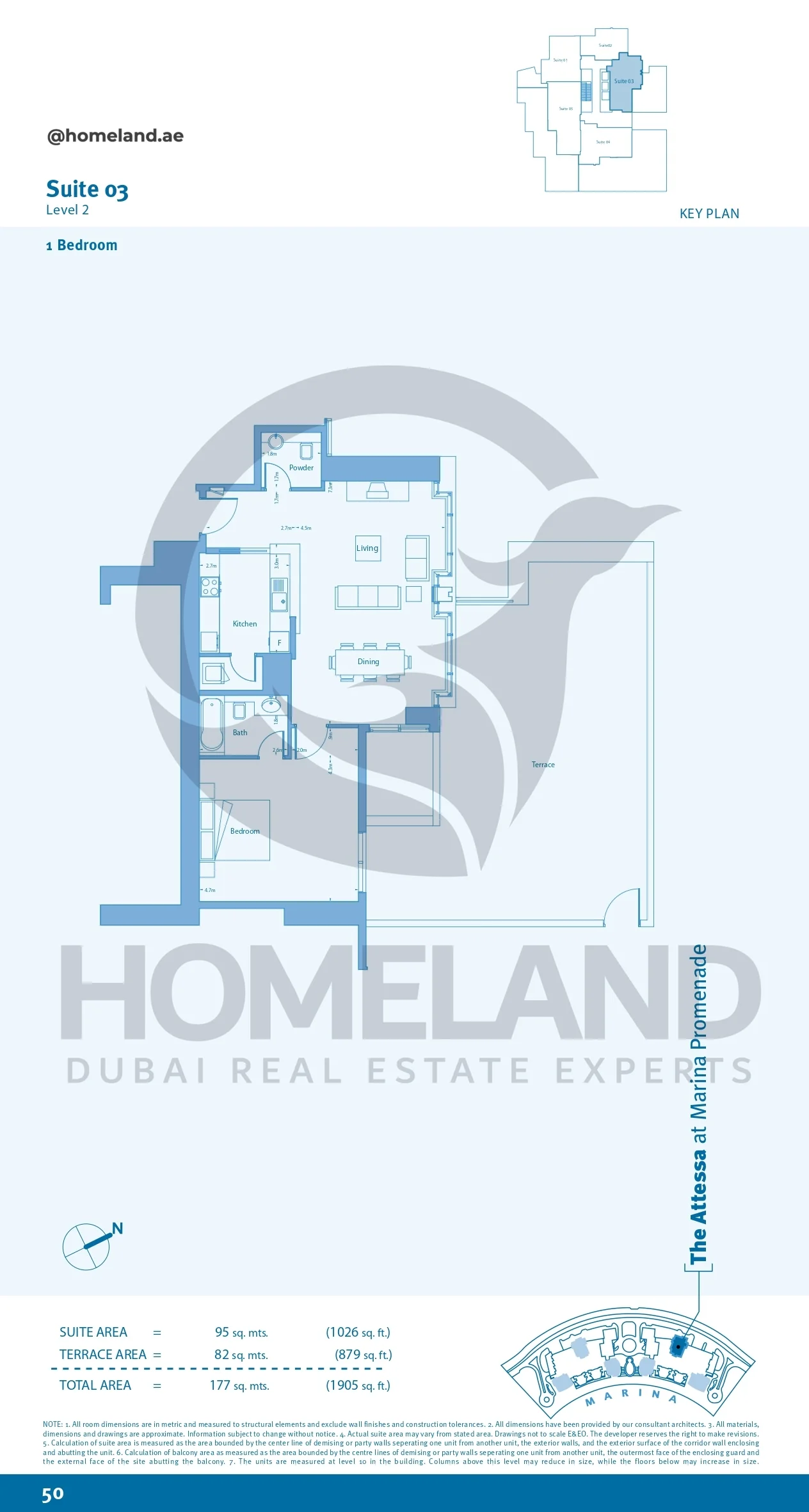 Marina Promenade The Attessa, 1BR, Suite 03, Level 2, 1905 SQFT