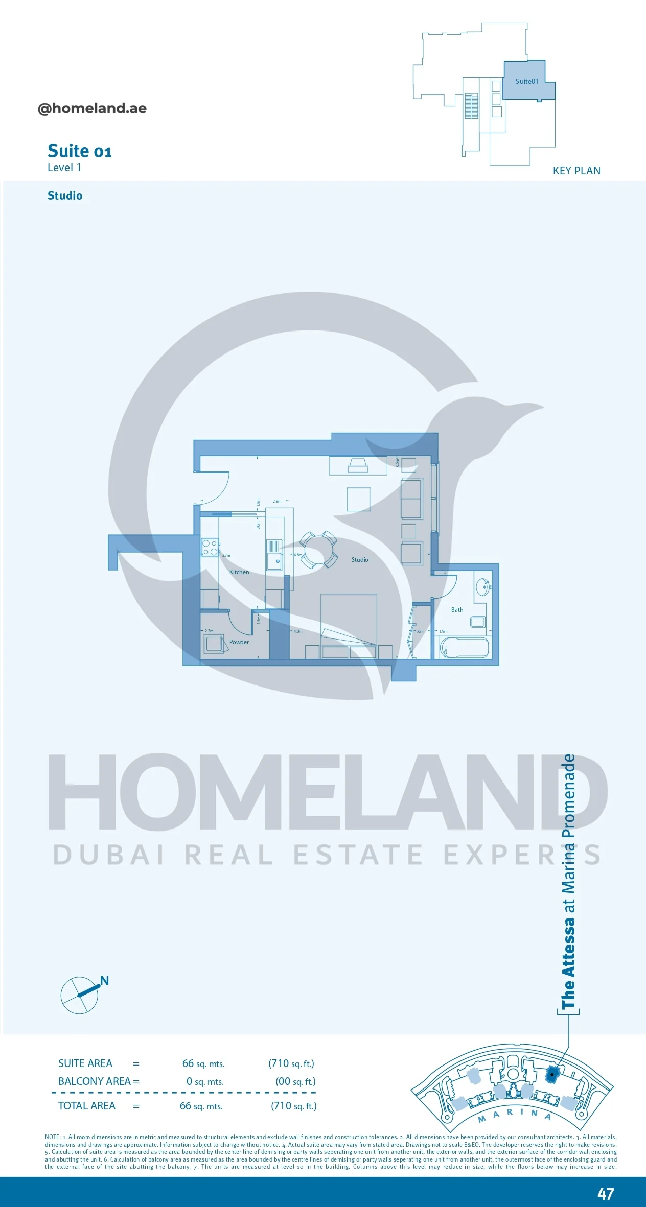 Marina Promenade The Attessa, Studio, Suite 01, Level 1, 710 SQFT