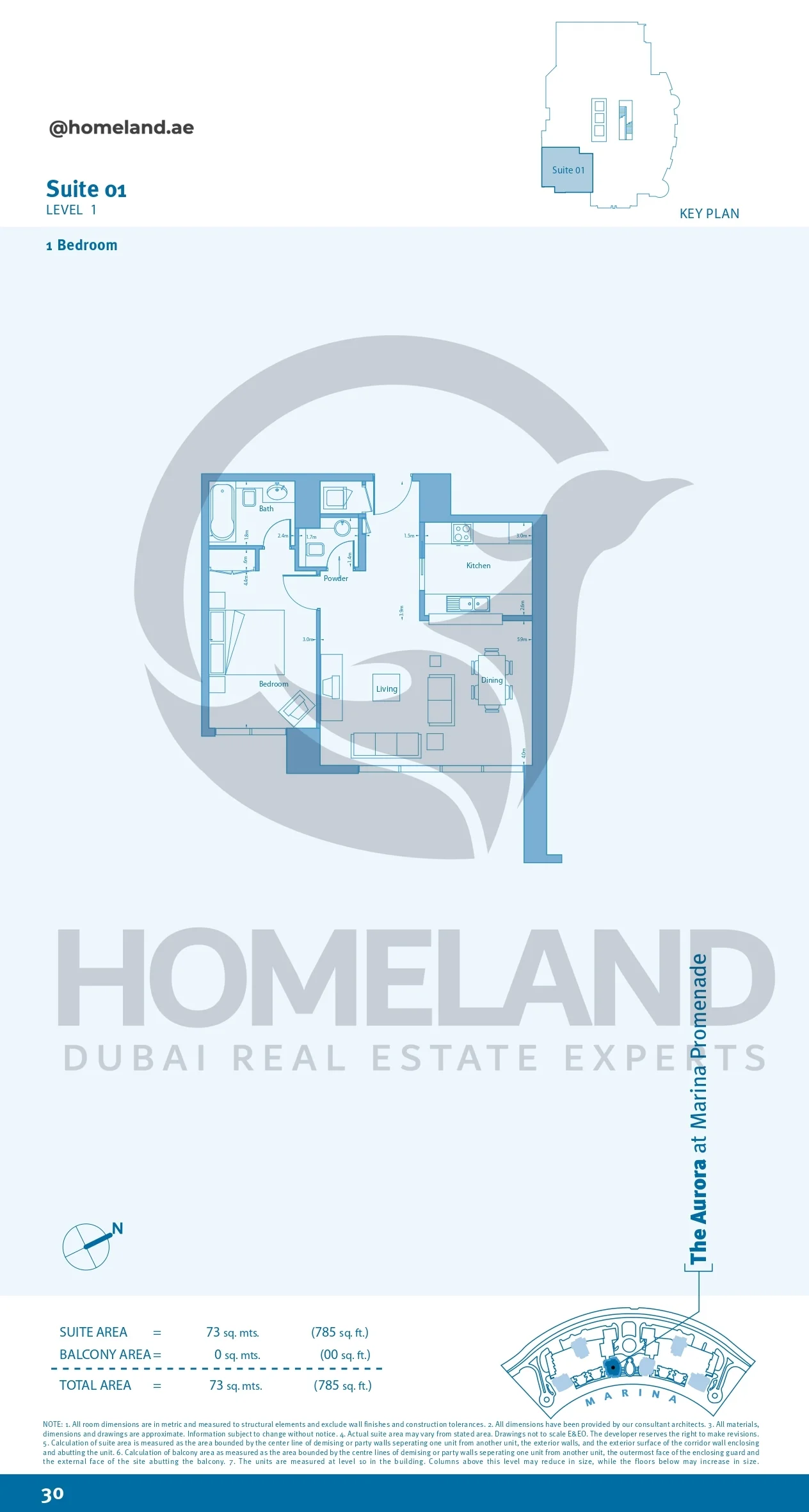 Marina Promenade The Aurora, 1BR, Suite 01, Level 1, 785 SQFT