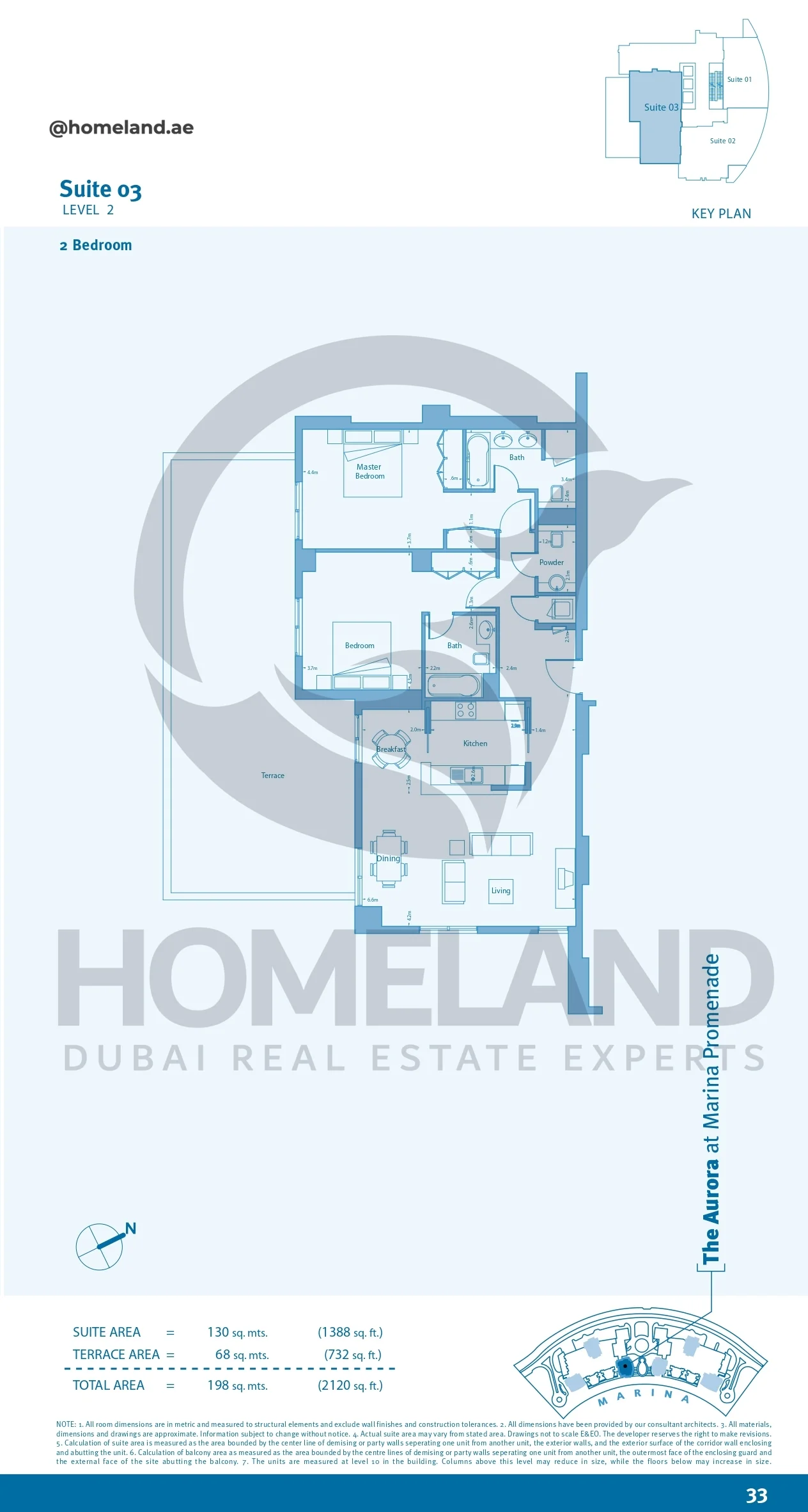 Marina Promenade The Aurora, 2BR, Suite 03, Level 2, 2120 SQFT