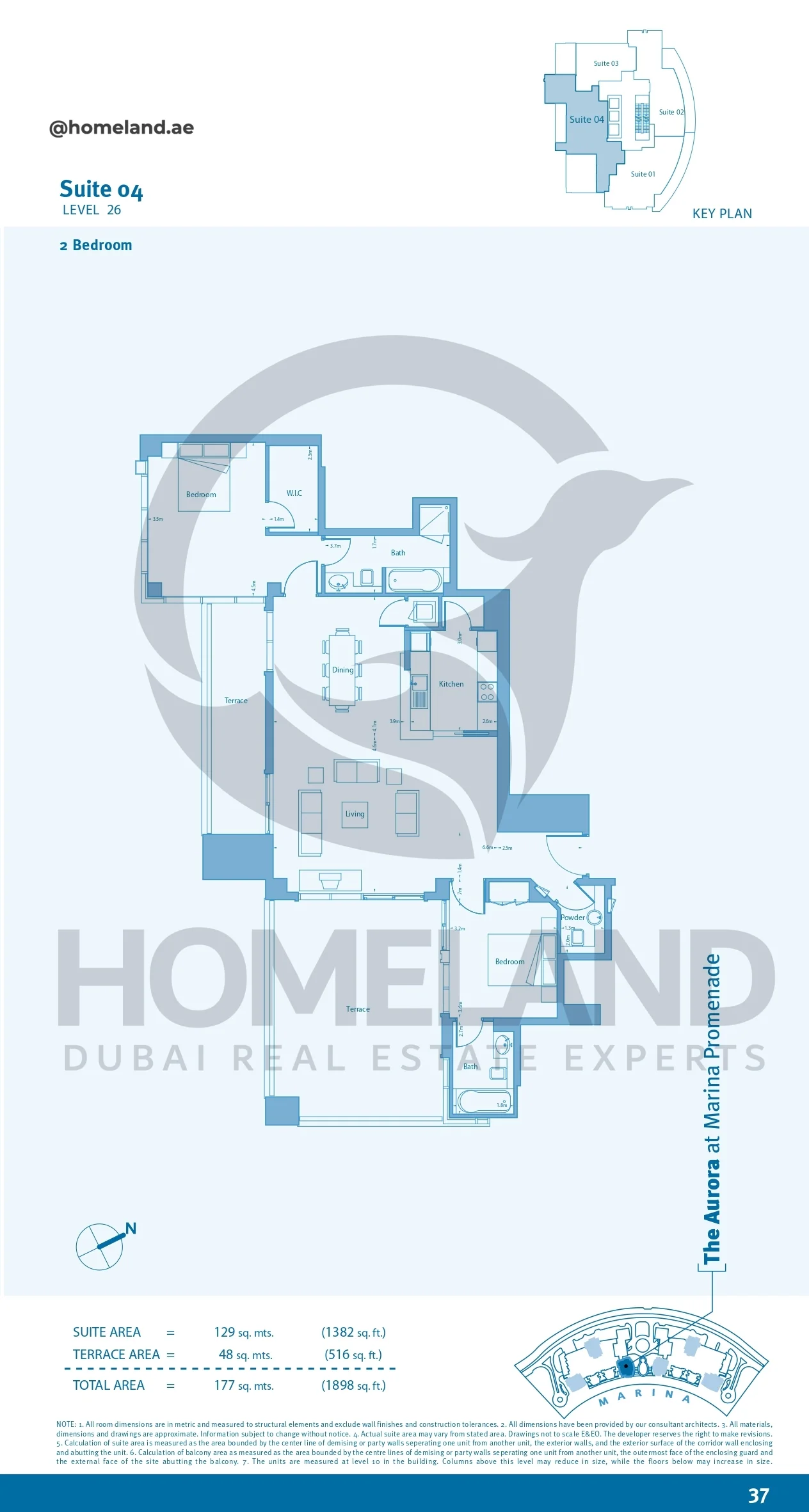 Marina Promenade The Aurora, 2BR, Suite 04, Level 26, 1898 SQFT