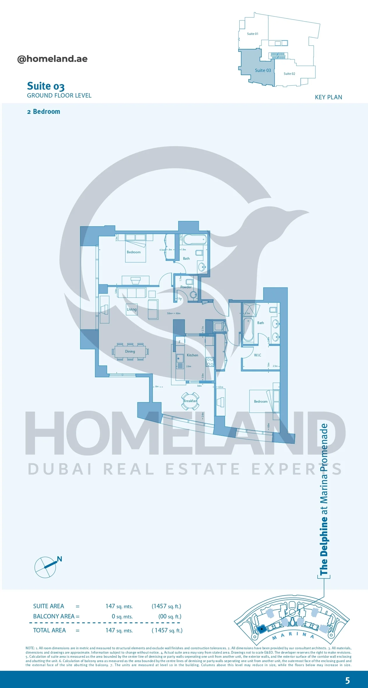 Marina Promenade The Delphine, 2BR, Suite 03, Ground Floor Level, 1457 SQFT