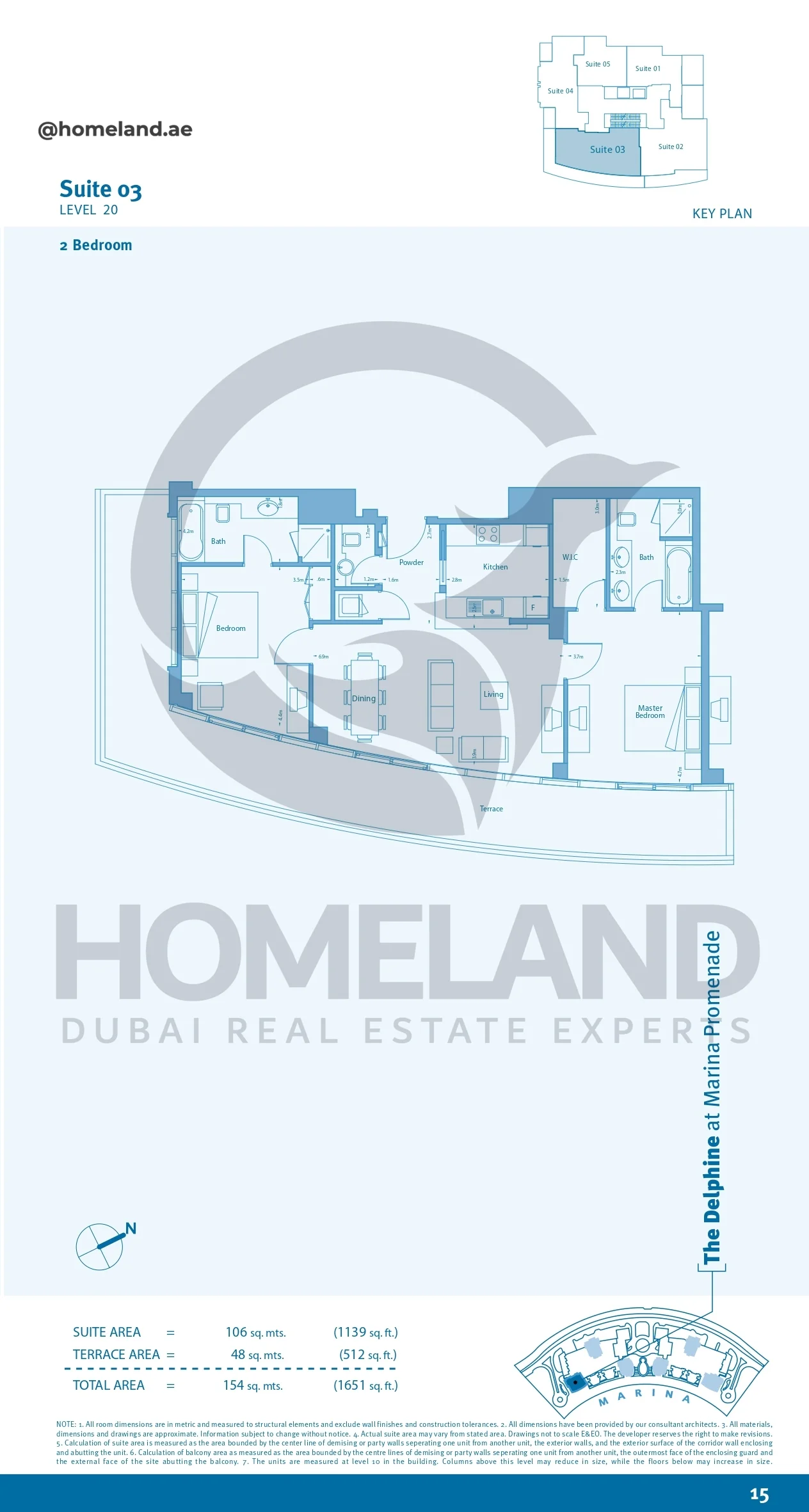 Marina Promenade The Delphine, 2BR, Suite 03, Level 20, 1651 SQFT