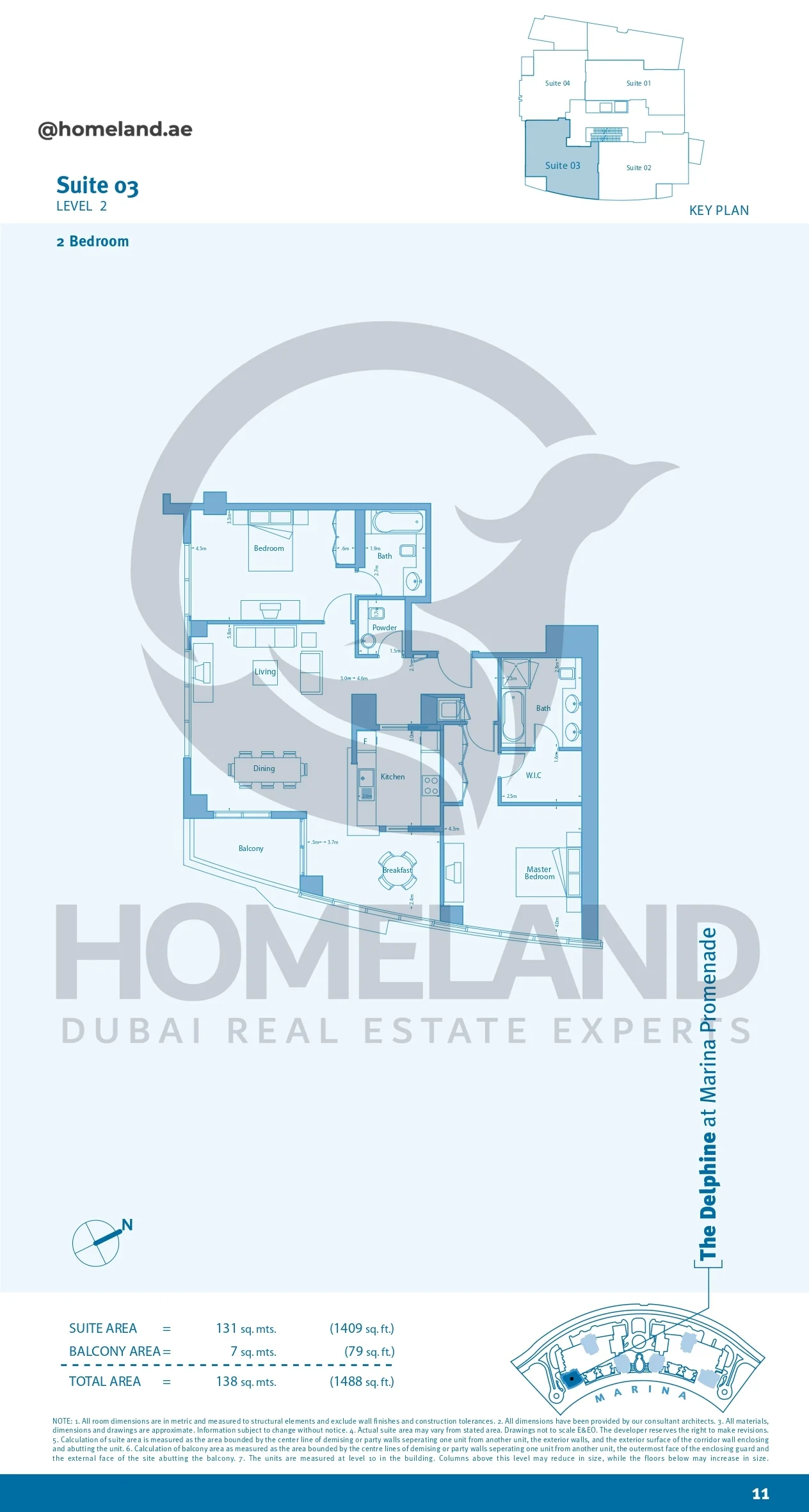 Marina Promenade The Delphine, 2BR, Suite 03, Level 2, 1488 SQFT