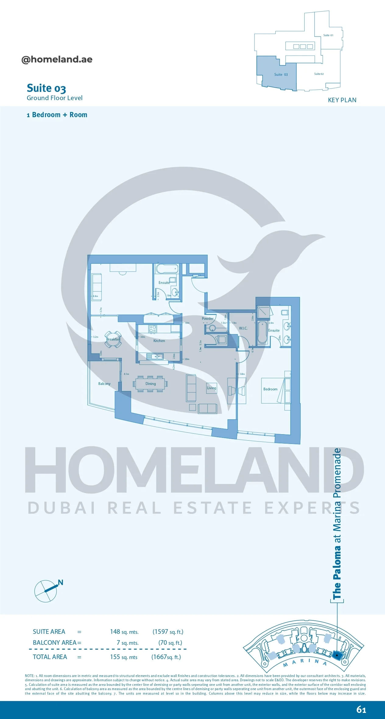 Marina Promenade The Paloma, 1BR+Room, Suite 03, Ground Floor Level, 1667 SQFT