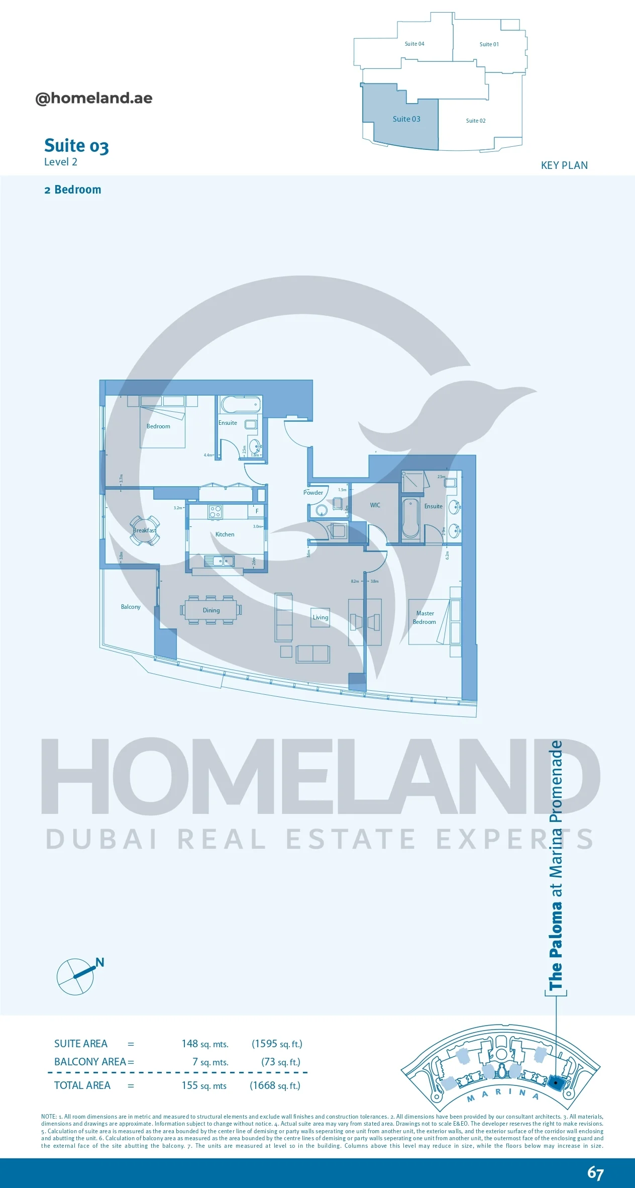 Marina Promenade The Paloma, 2BR, Suite 03, Level 2, 1668 SQFT