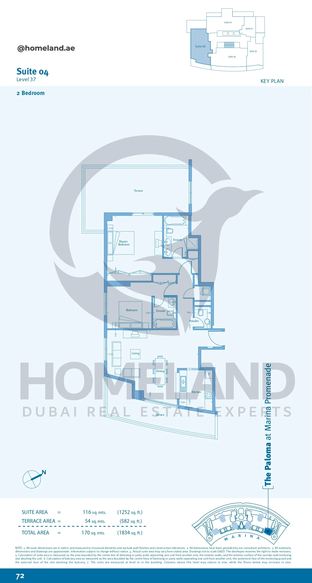 Marina Promenade The Paloma, 2BR, Suite 04, Level 37, 1834 SQFT