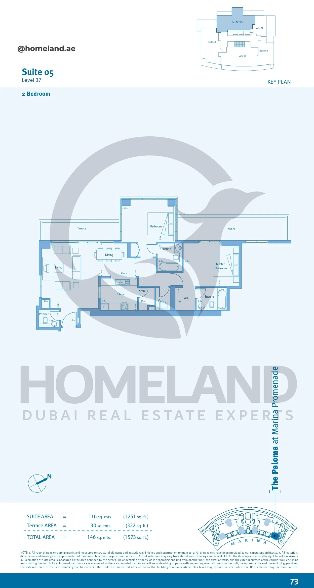 Marina Promenade The Paloma, 2BR, Suite 05, Level 37, 1573 SQFT