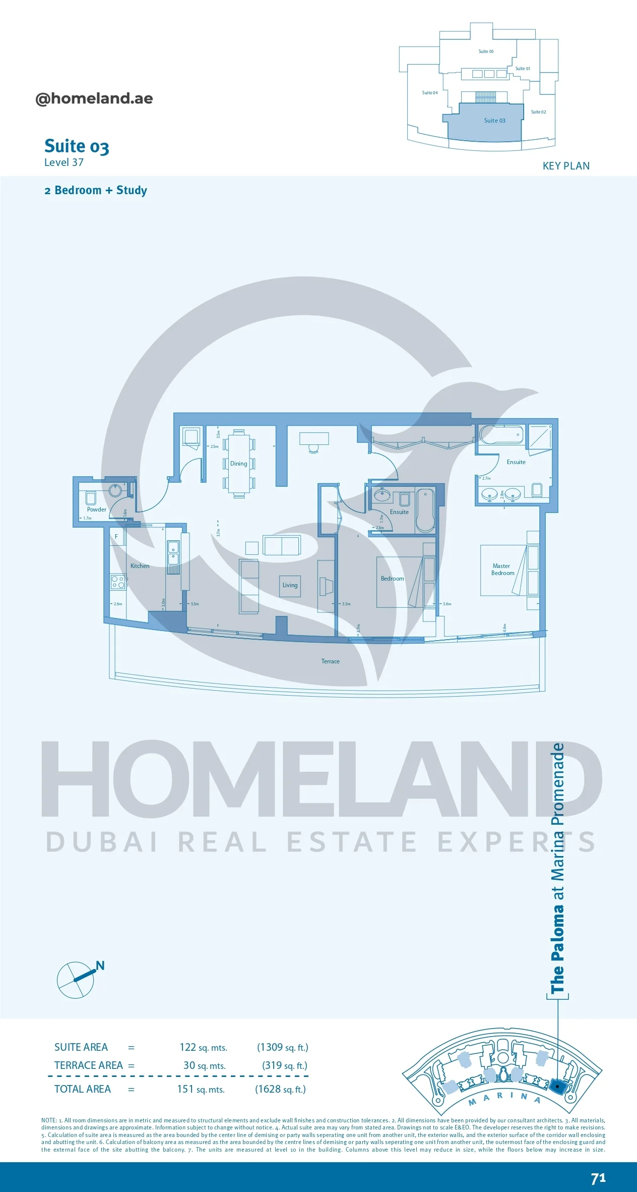 Marina Promenade The Paloma, 2BR+Study, Suite 03, Level 37, 1628 SQFT