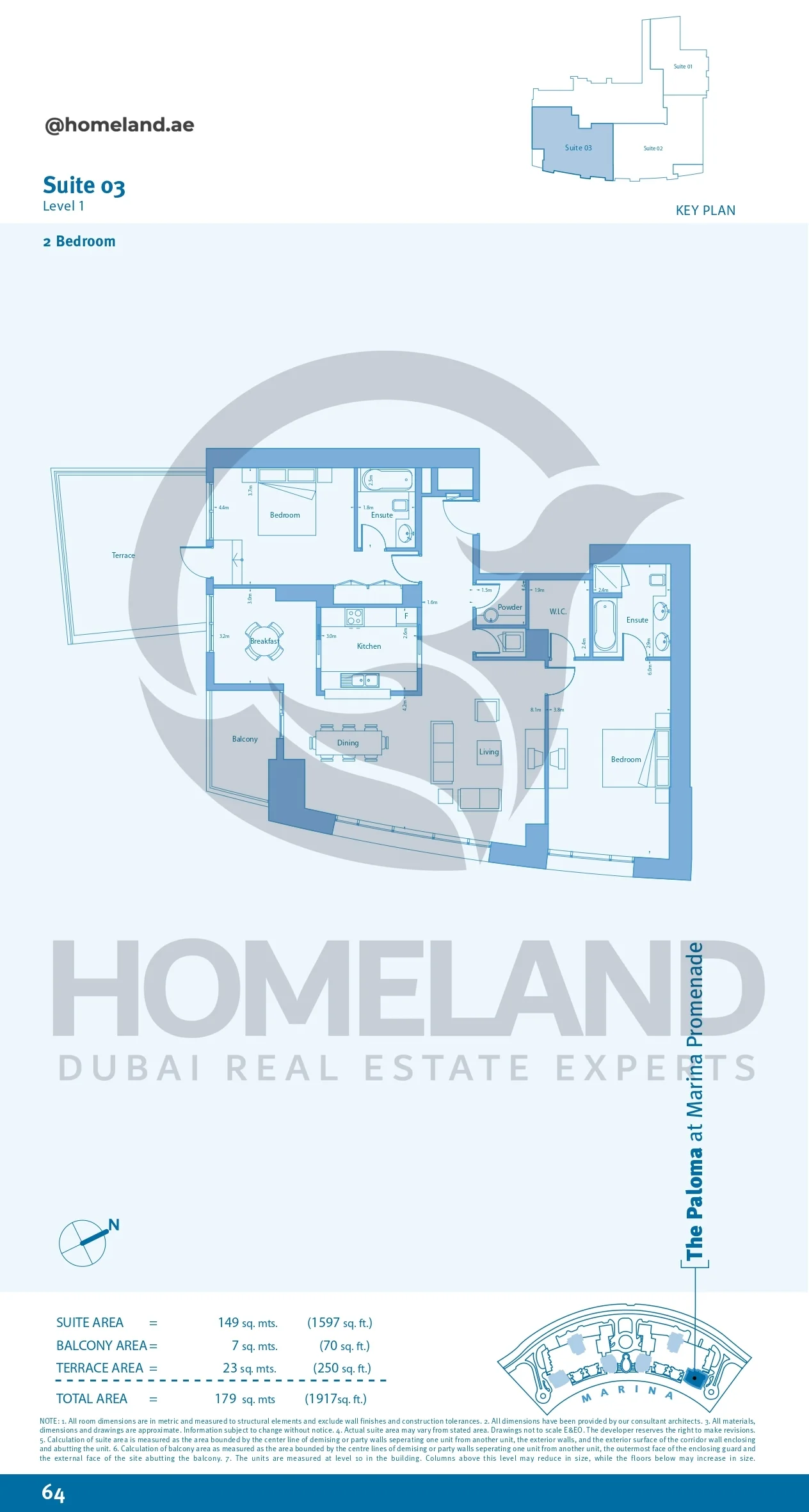 Marina Promenade The Paloma, 2BR, Suite 03, Level 1, 1917 SQFT