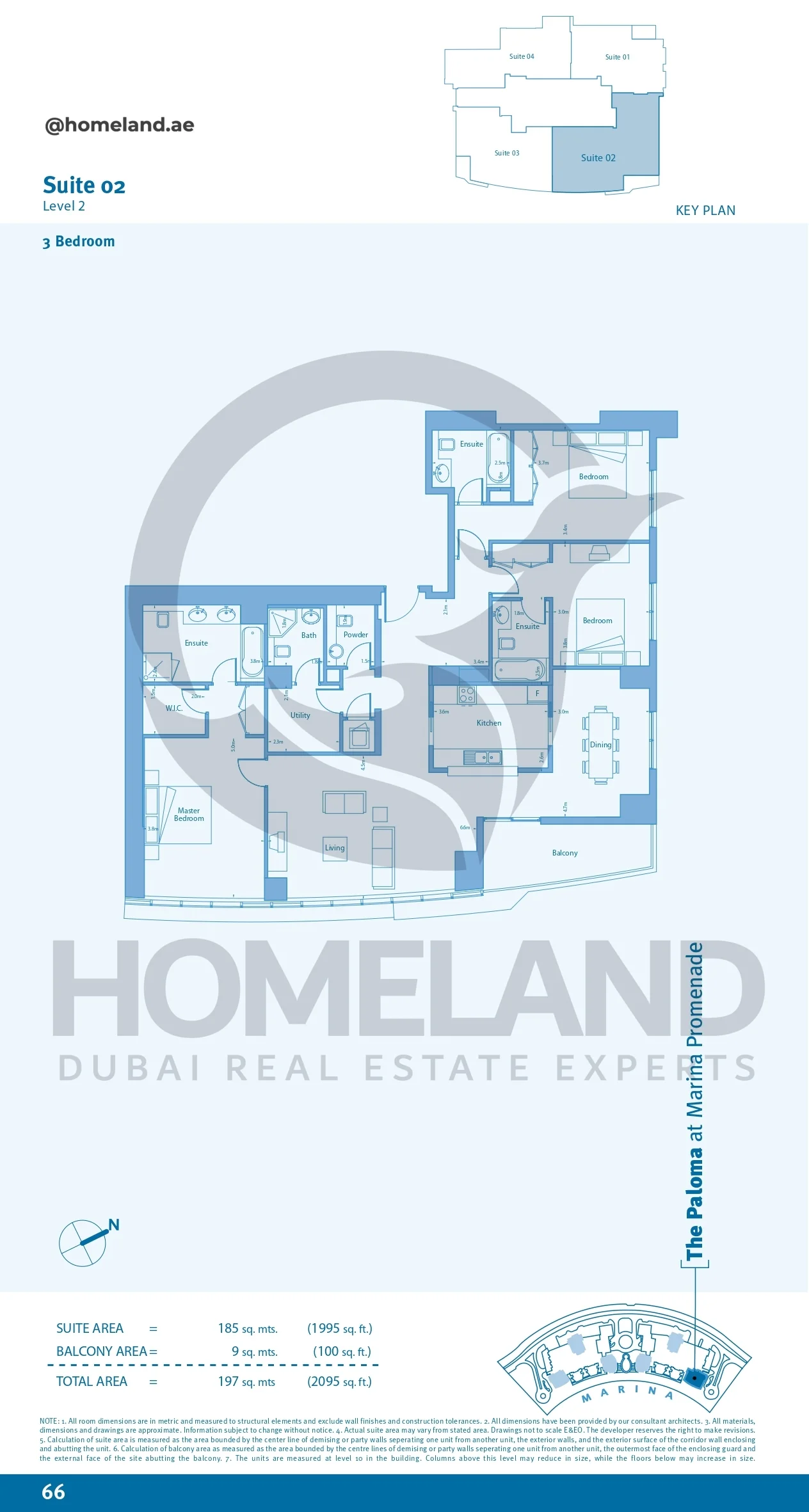 Marina Promenade The Paloma, 3BR, Suite 02, Level 2, 2095 SQFT
