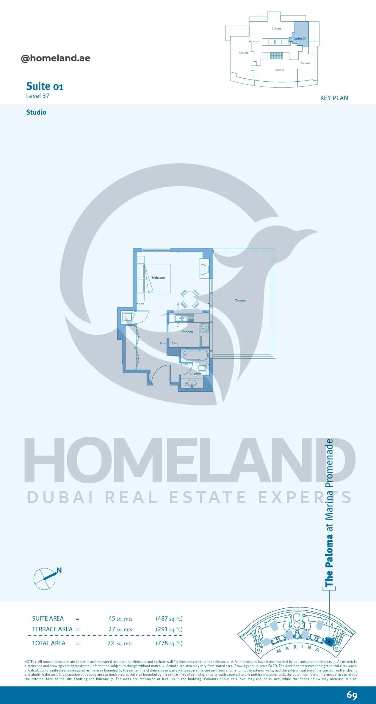 Marina Promenade The Paloma, Studio, Suite 01, Level 37, 778 SQFT