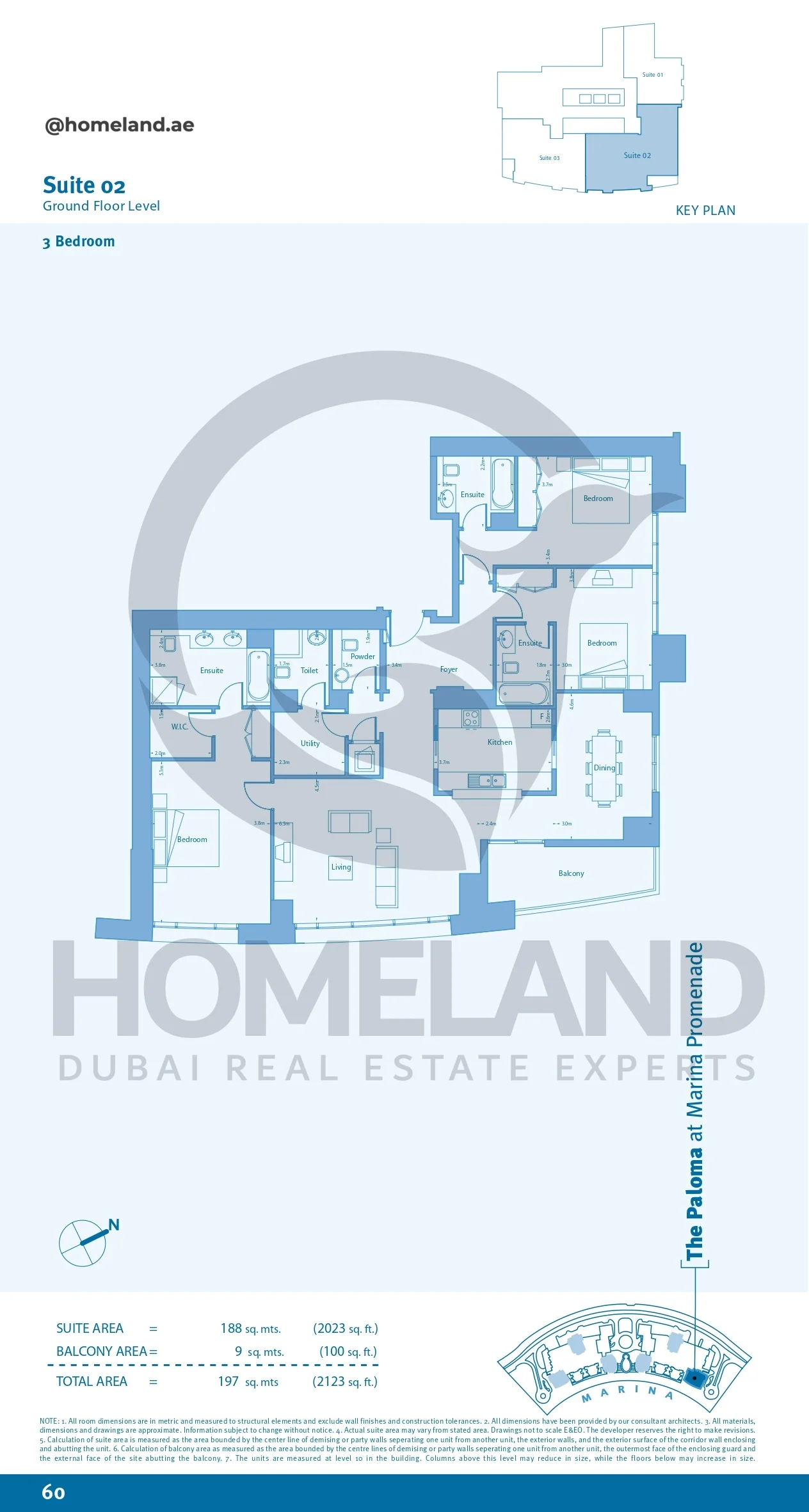 Marina Promenade The Paloma, 3BR, Suite 02, Ground Floor Level, 2123 SQFT