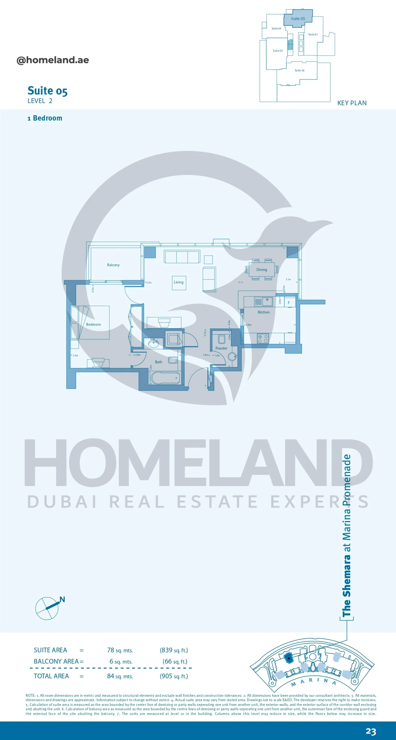 Marina Promenade The Shemara, 1BR, Suite 05, Level 2, 905 SQFT