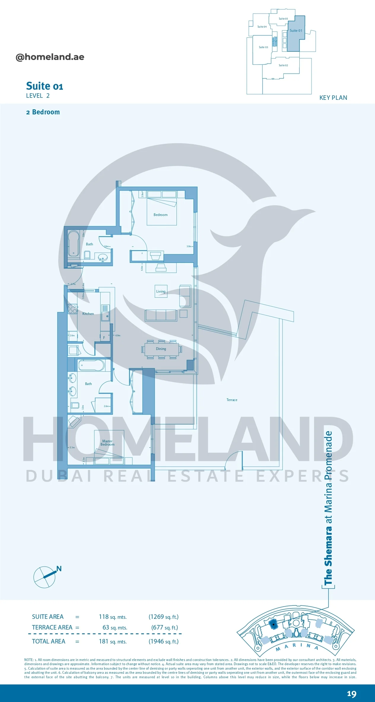 Marina Promenade The Shemara, 2BR, Suite 01, Level 2, 1946 SQFT