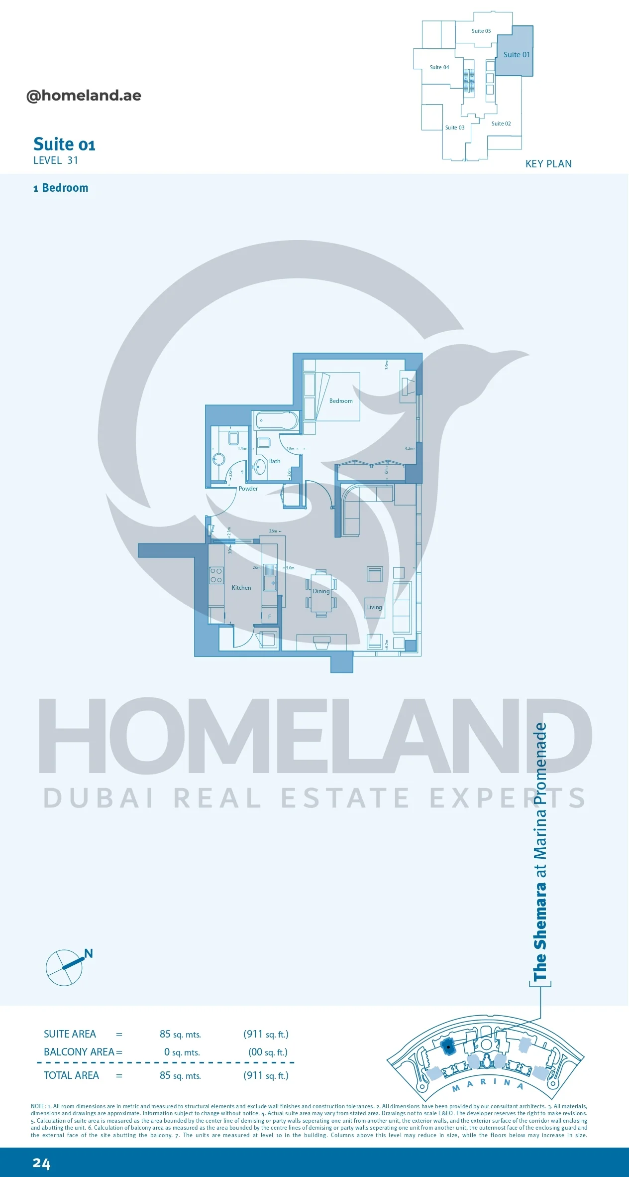 Marina Promenade The Shemara, 1BR, Suite 01, Level 31, 911 SQFT