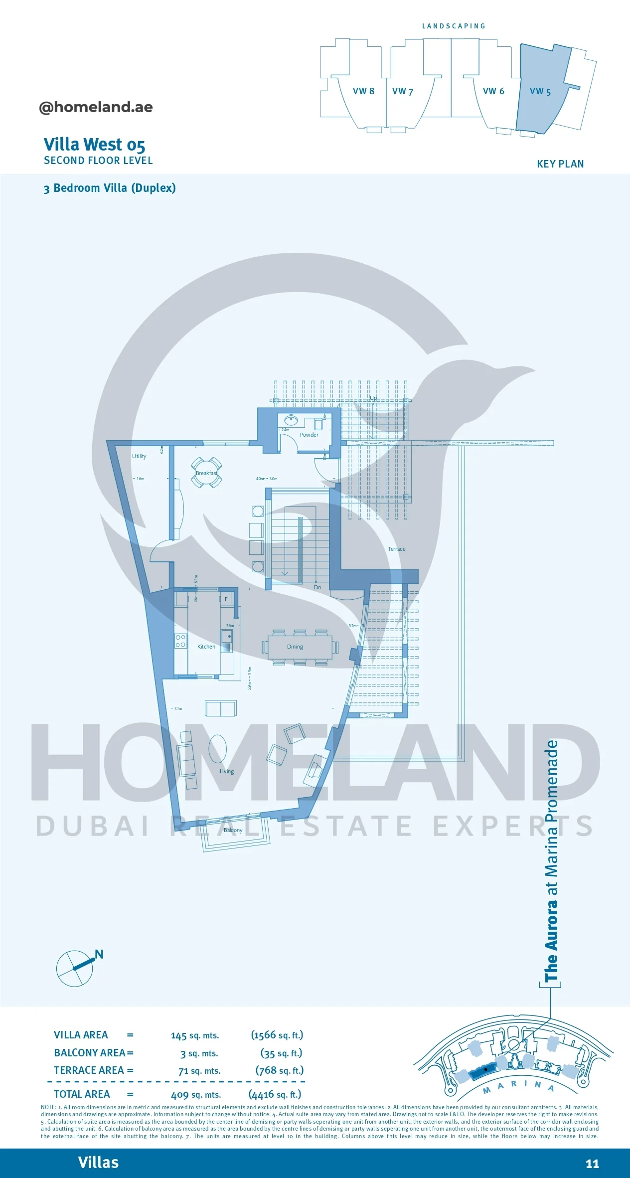 Marina Promenade_The Aurora, Villa West 05, 3BR (Duplex), Second Floor Level, 4416 SQFT
