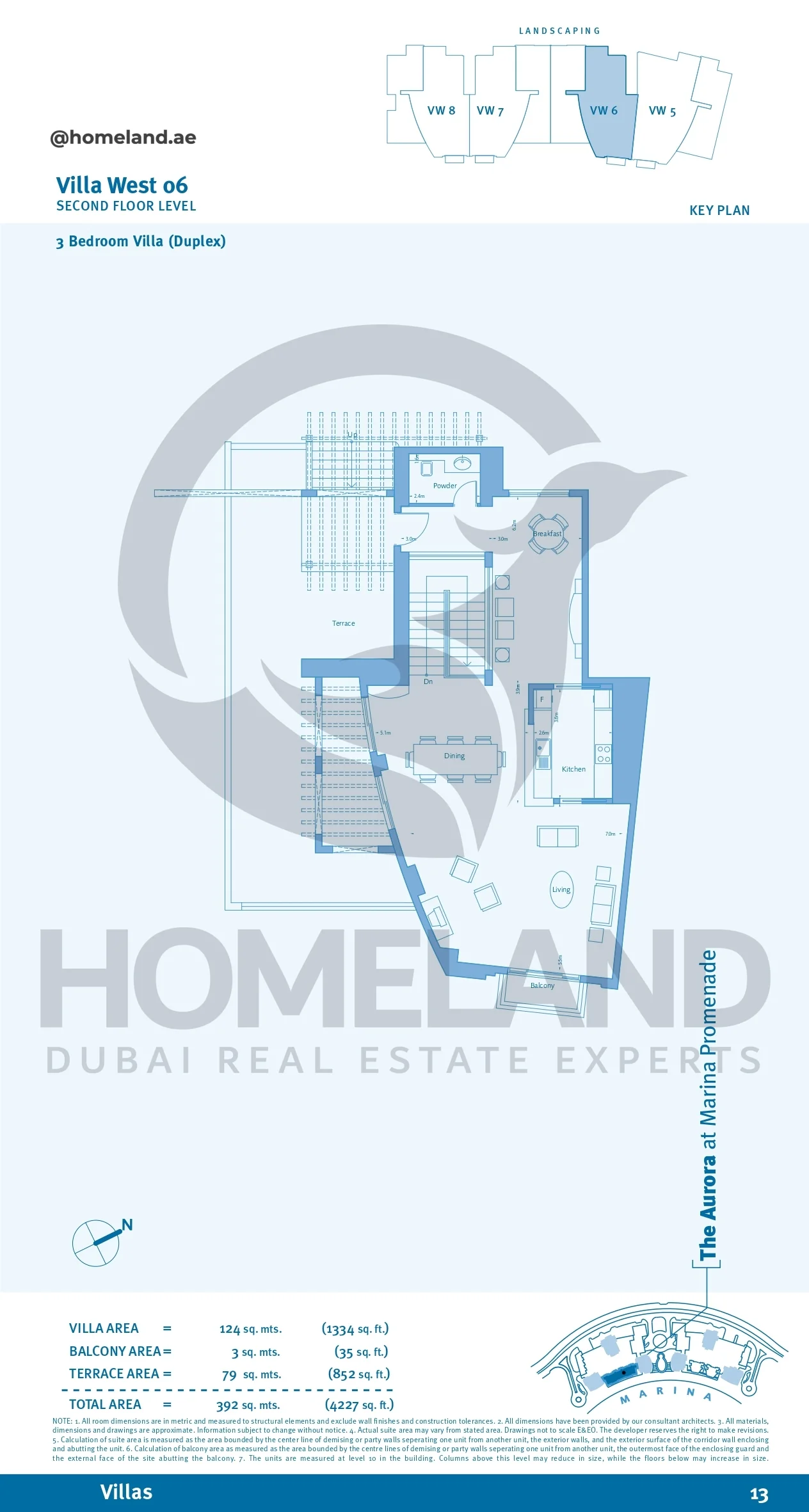 Marina Promenade_The Aurora, Villa West 06, 3BR (Duplex), Second Floor Level, 4227 SQFT
