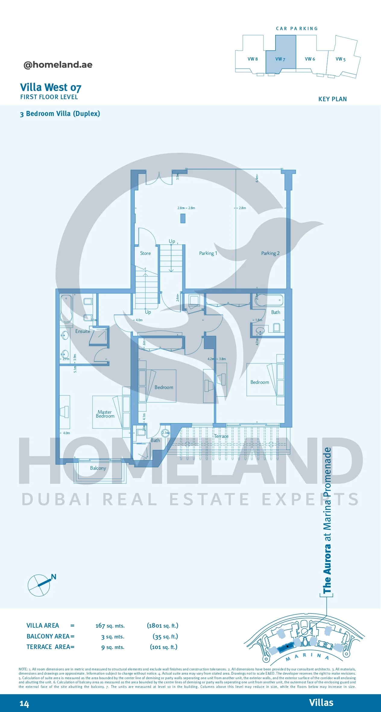 Marina Promenade_The Aurora, Villa West 07, 3BR (Duplex), First Floor Level, 4090 SQFT