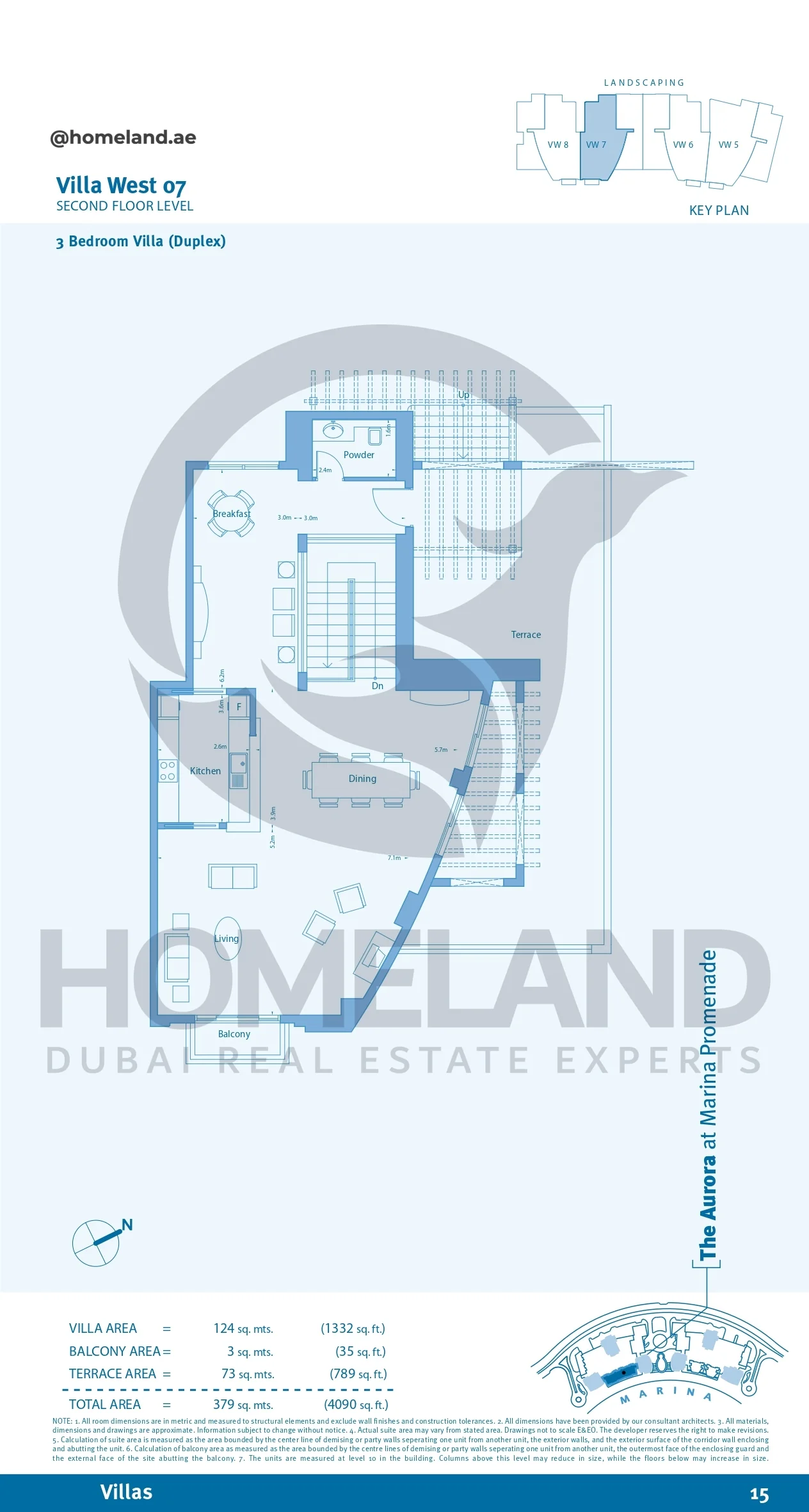 Marina Promenade_The Aurora, Villa West 07, 3BR (Duplex), Second Floor Level, 4090 SQFT