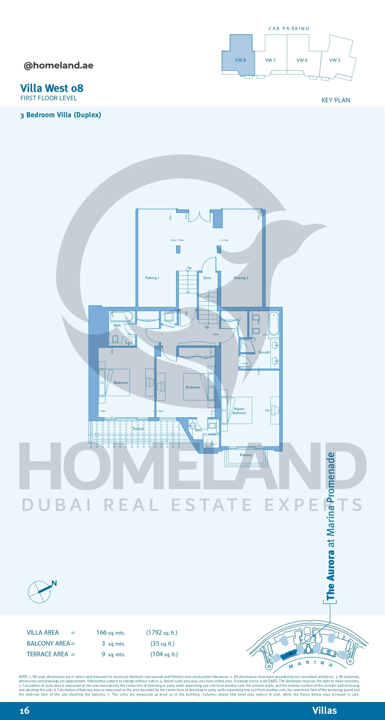 Marina Promenade_The Aurora, Villa West 08, 3BR (Duplex), First Floor Level, 5397 SQFT