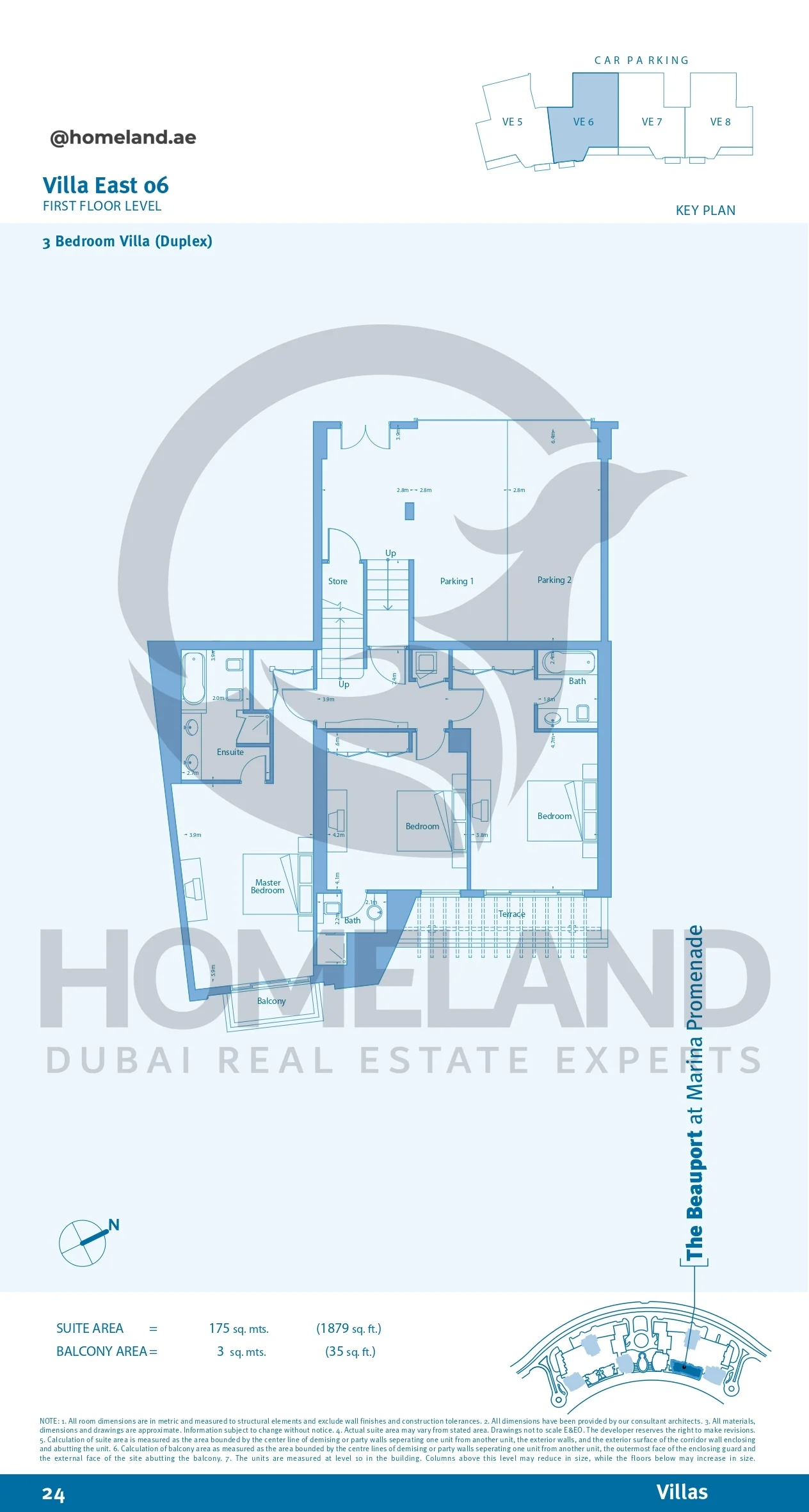 Marina Promenade_The Beauport, Villa East 06, 3BR (Duplex), First Floor Level, 4123 SQFT