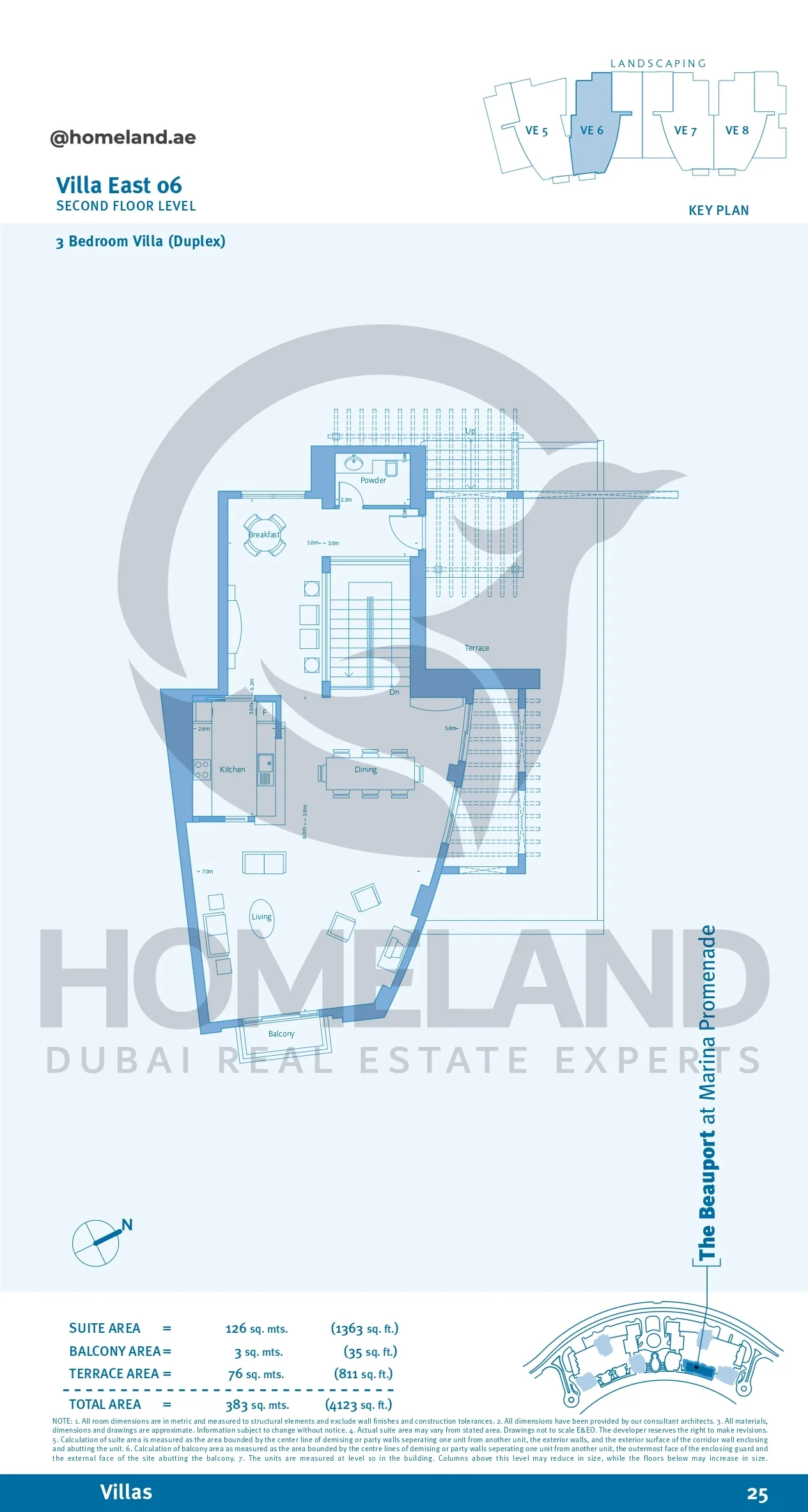 Marina Promenade_The Beauport, Villa East 06, 3BR (Duplex), Second Floor Level, 4123 SQFT