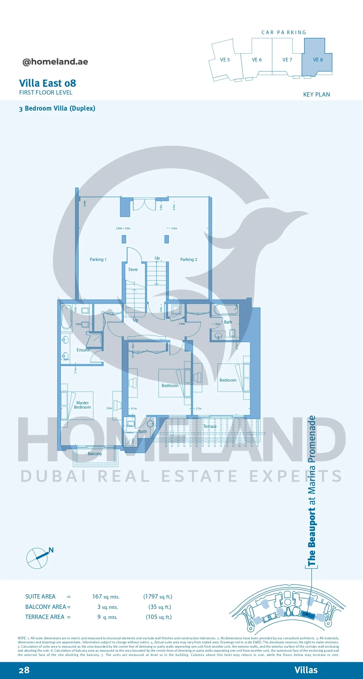 Marina Promenade_The Beauport, Villa East 08, 3BR (Duplex), First Floor Level, 2717 SQFT