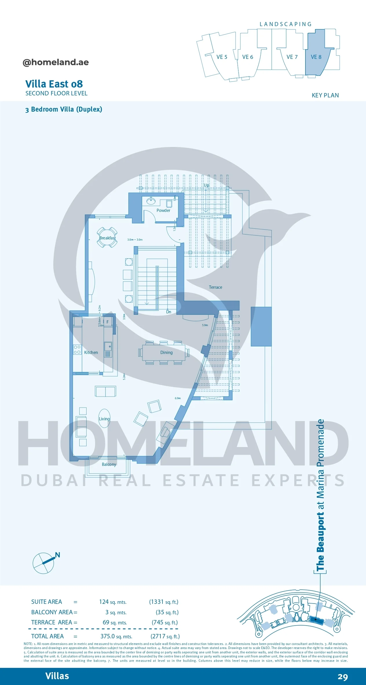 Marina Promenade_The Beauport, Villa East 08, 3BR (Duplex), Second Floor Level, 2717 SQFT