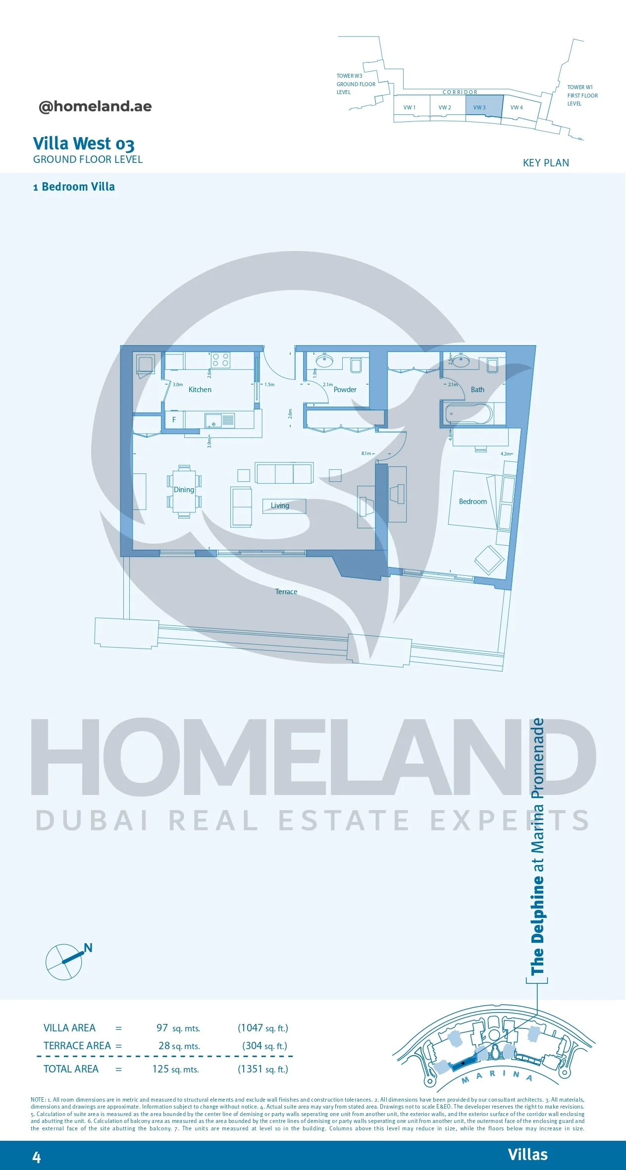 Marina Promenade_The Delphine, Villa West 03, 1BR, Ground Floor Level, 1351 SQFT