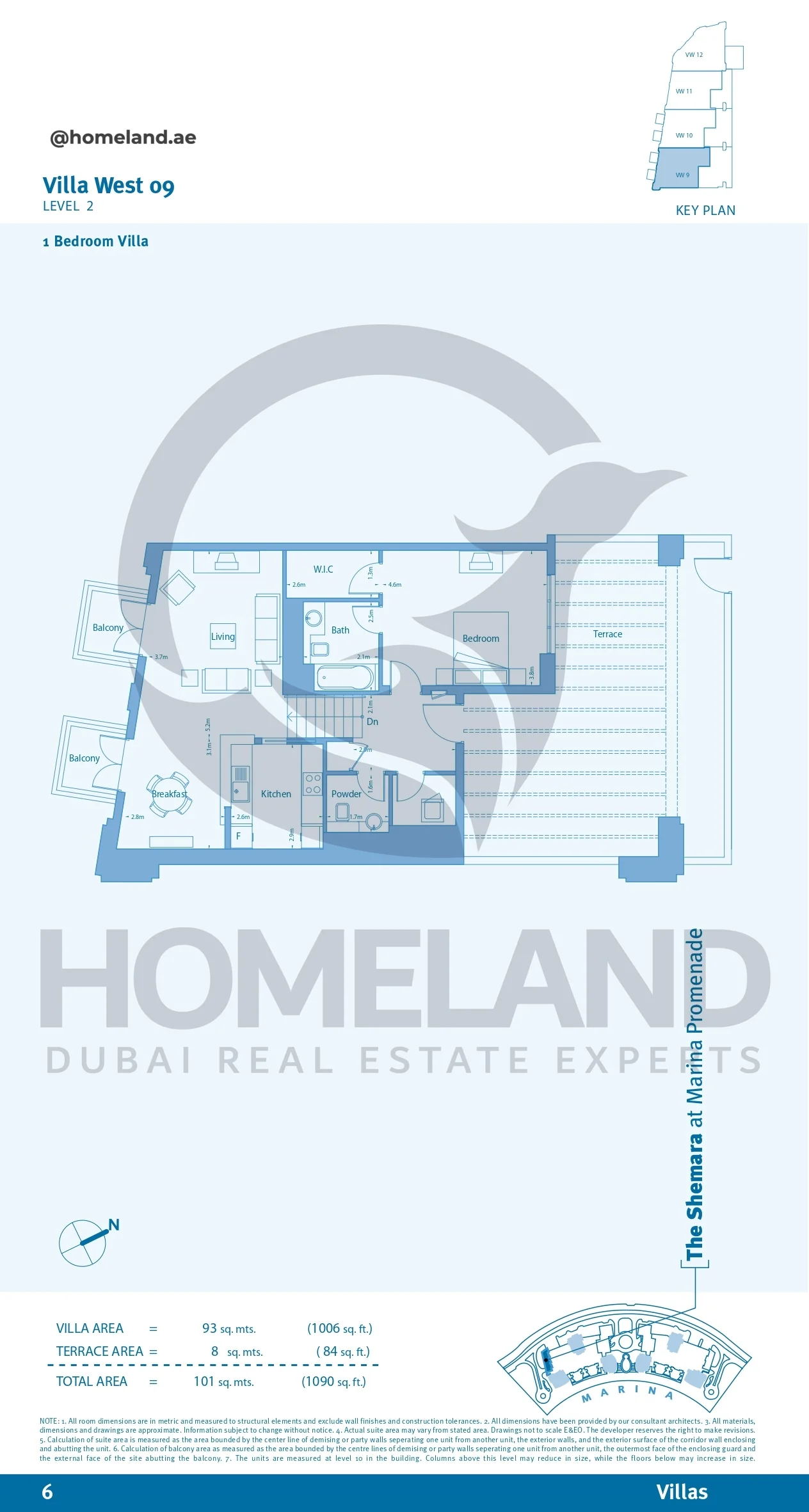 Marina Promenade_The Shemara, Villa West 09, 1BR, Level 2, 1090 SQFT