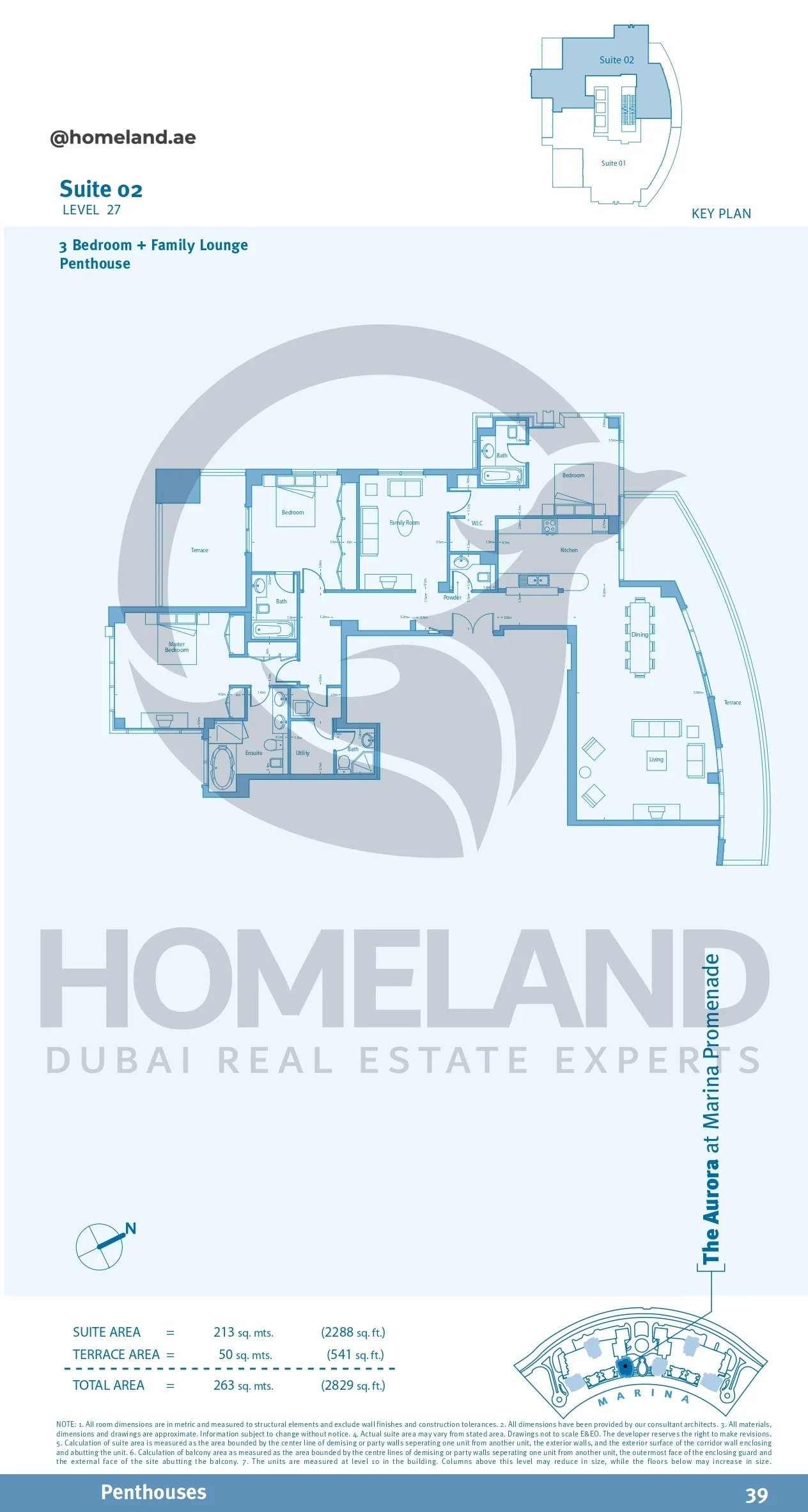Marina Promenade_The Aurora, Penthouse, 3BR+Family Lounge, Suite 02, Level 27, 2829 SQFT