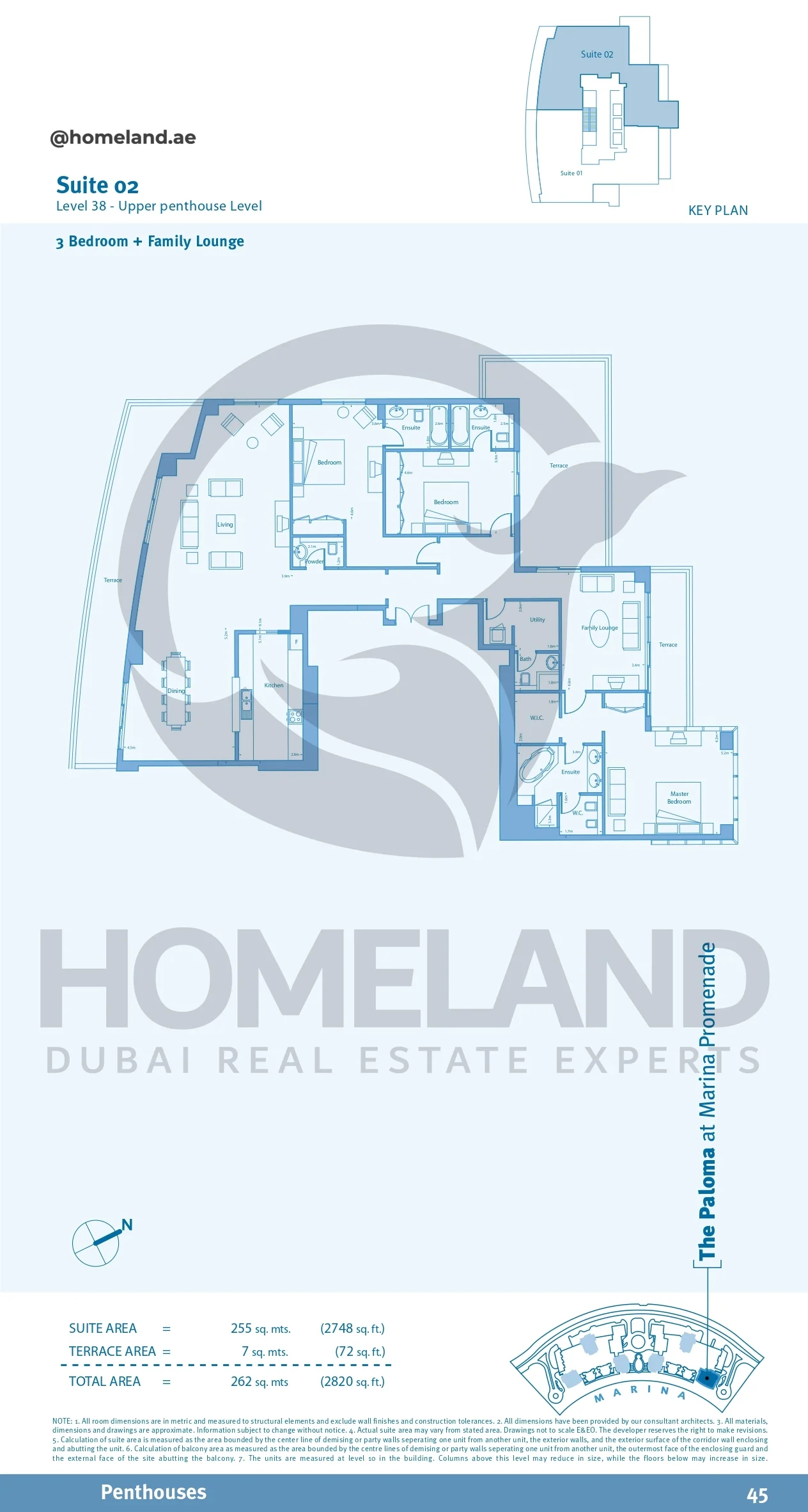 Marina Promenade_The Paloma, Penthouse, 3BR+Family Lounge, Suite 02, Level 38-Upper Penthouse Level, 2820 SQFT