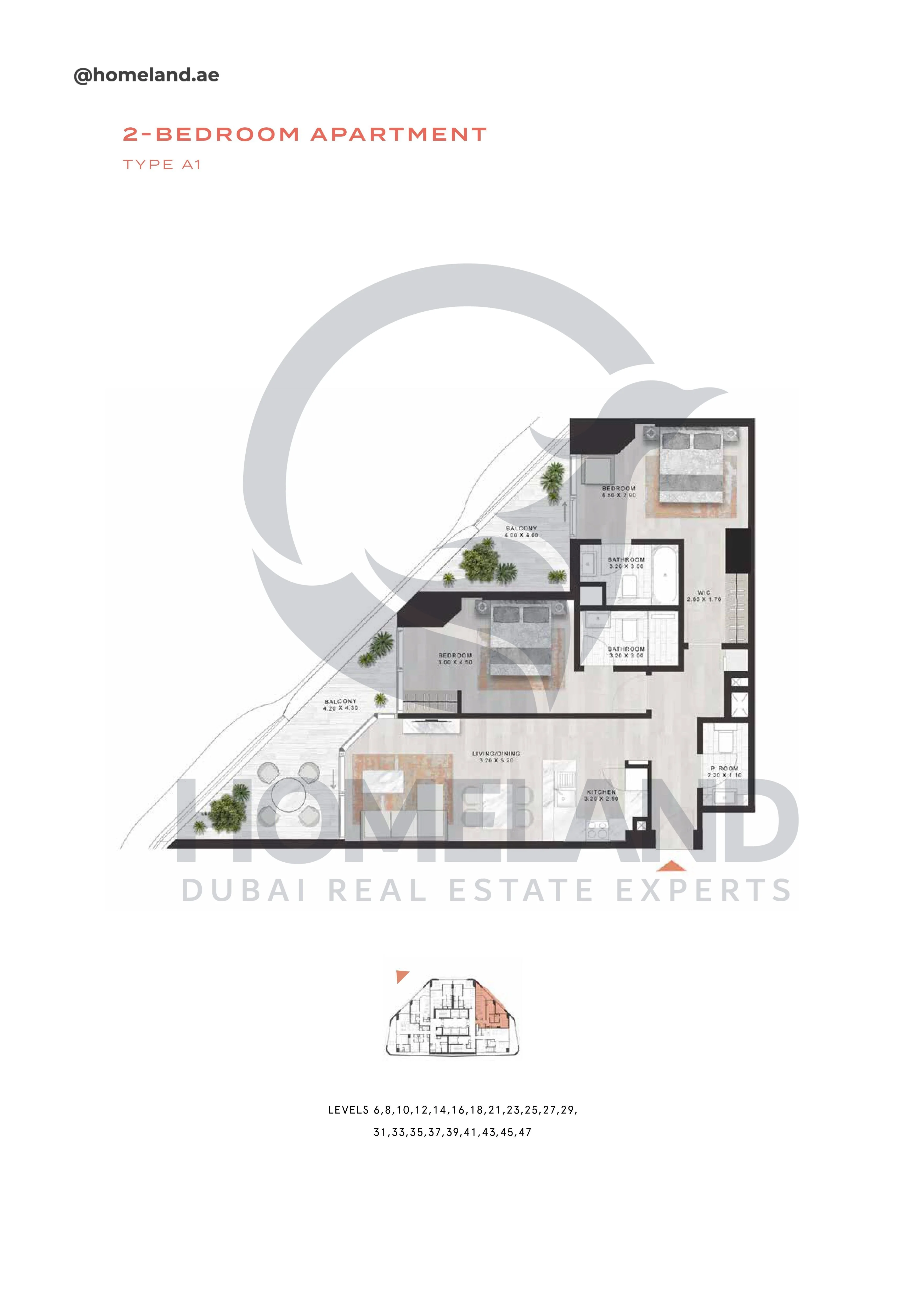 Coral Reef, 2BR, Type A1, Level 6-8-10-12-14-16-18-21-23-25-27-29-31-33-35-37-39-41-43-45-47