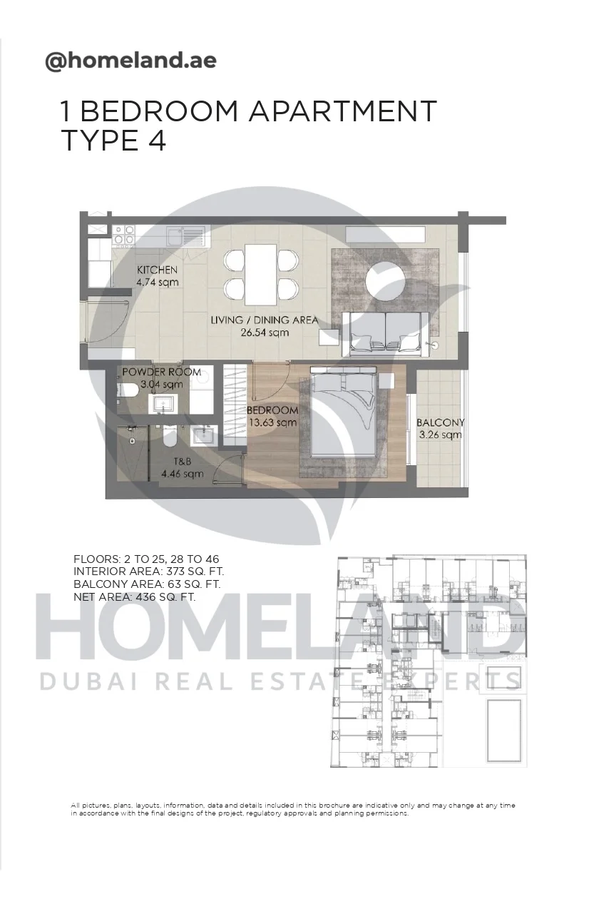 Concept 7 Residences, 1BR, Type 4, 2 to 25-28 to 46, 436 SQFT