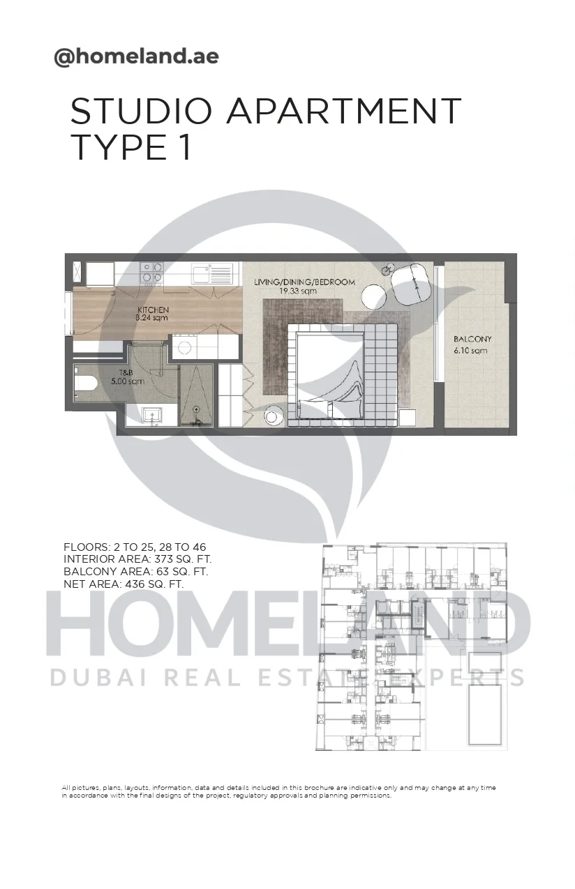 Concept 7 Residences, Studio, Type 1, 2 to 25-28 to 46, 436 SQFT