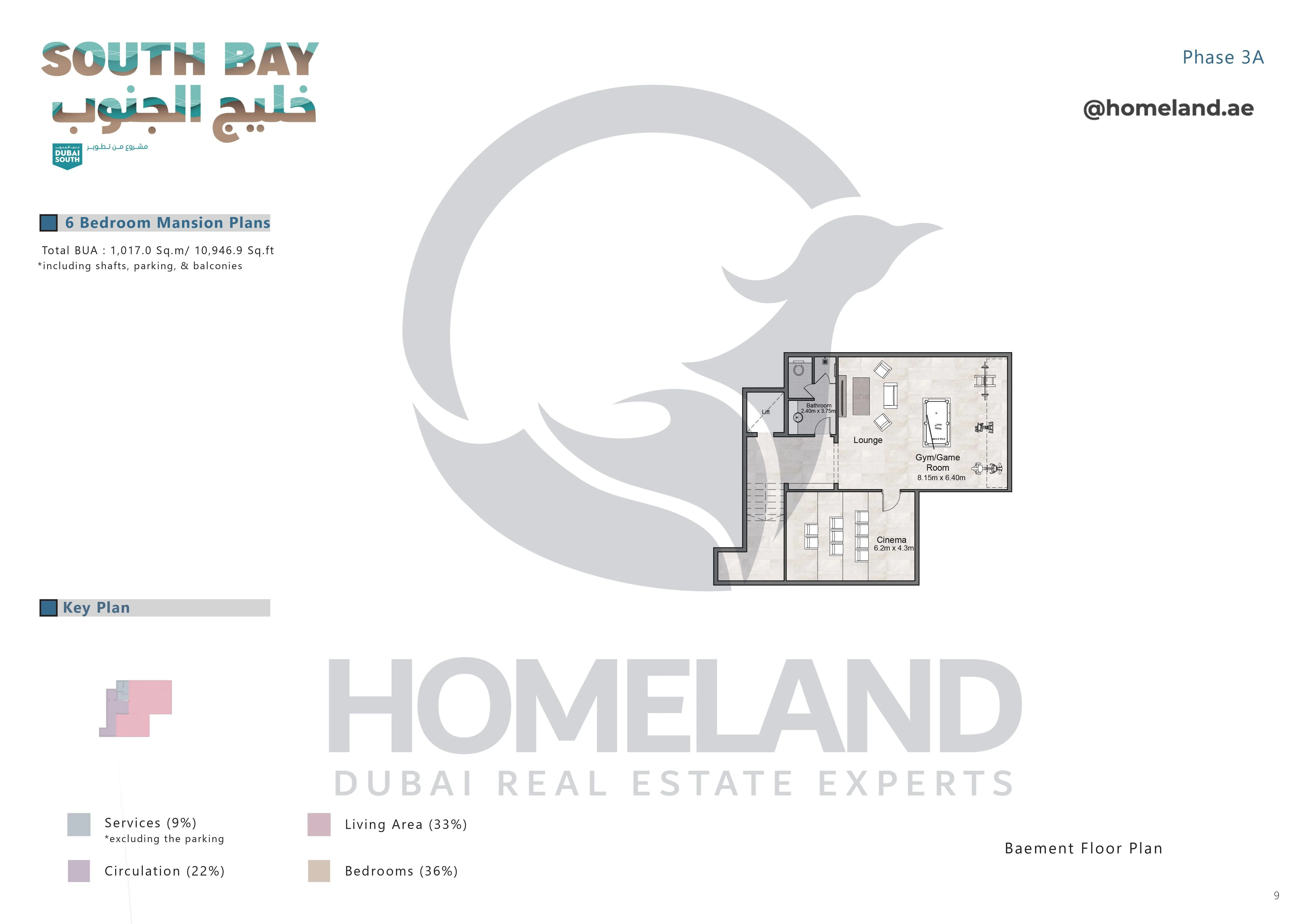 South Bay Phase 3A, Mansion, 6BR, Basement Floor, 10946.9 SQFT