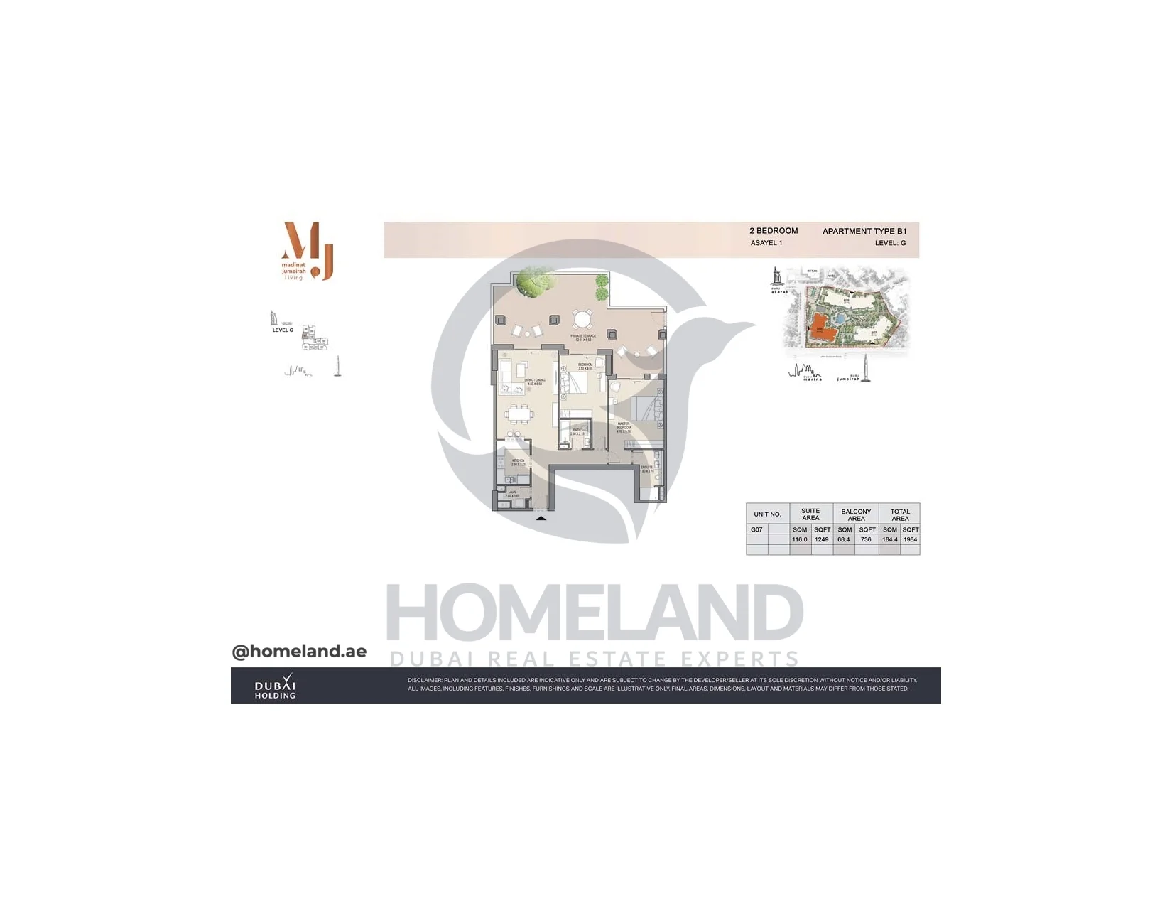 Asayel 1_MJL, 2BR, Type B1, Level G, Unit G07, 1984 SQFT