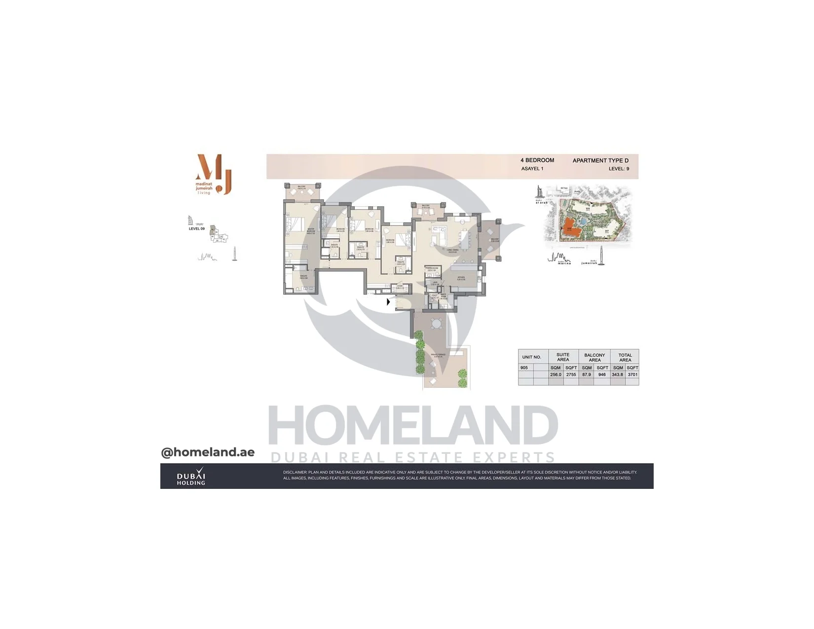 Asayel 1_MJL, 4BR, Type D, Level 9, Unit 905, 3701 SQFT
