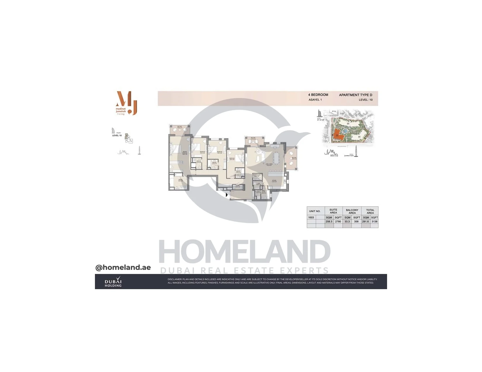 Asayel 1_MJL, 4BR, Type D, Level 10, Unit 1003, 3138 SQFT