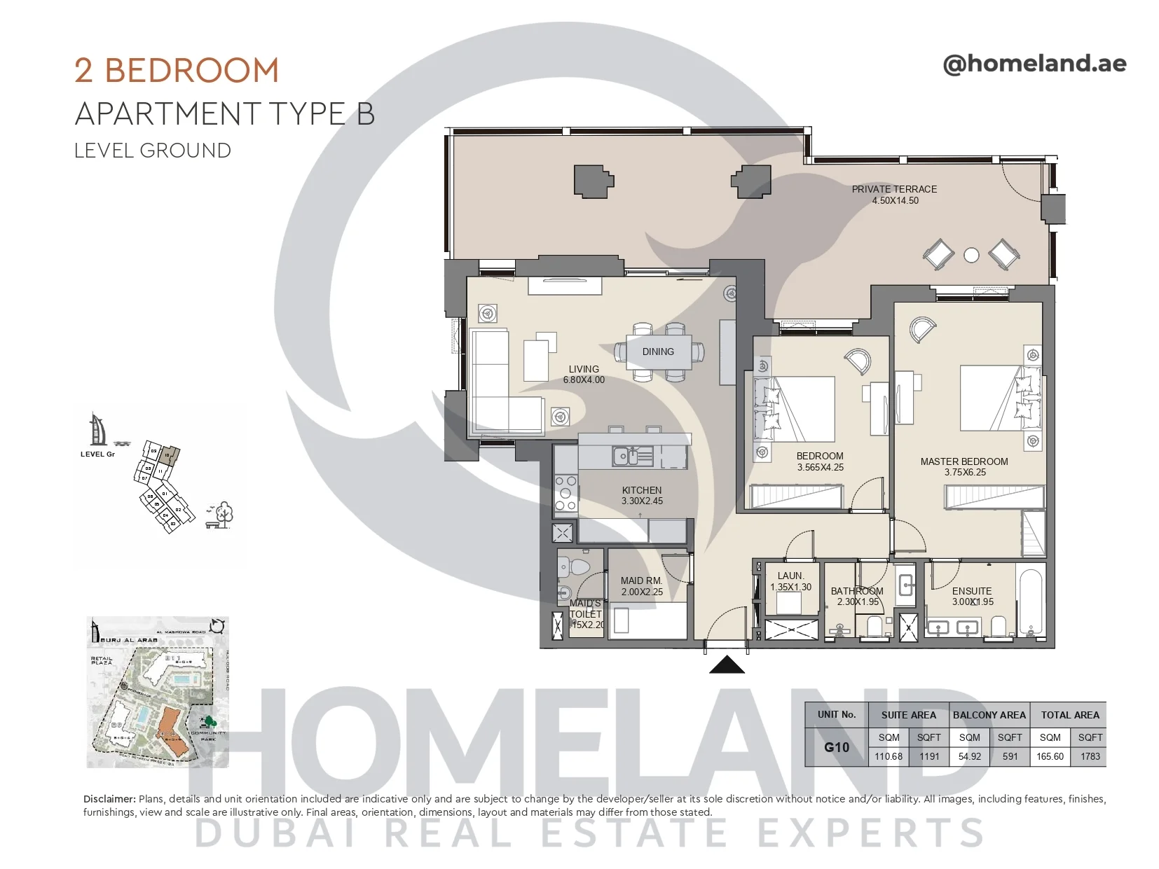 Jabeel, 2BR, Type B, Ground Floor, Unit G10, 1783 SQFT