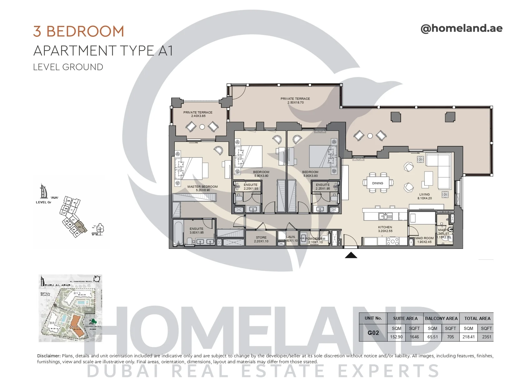 Jabeel, 3BR, Type A1, Ground Floor, Unit G02, 2351 SQFT