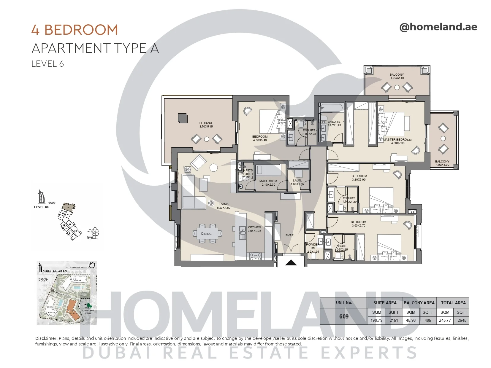 Jabeel, 4BR, Type A, Level 6, Unit 609, 2645 SQFT