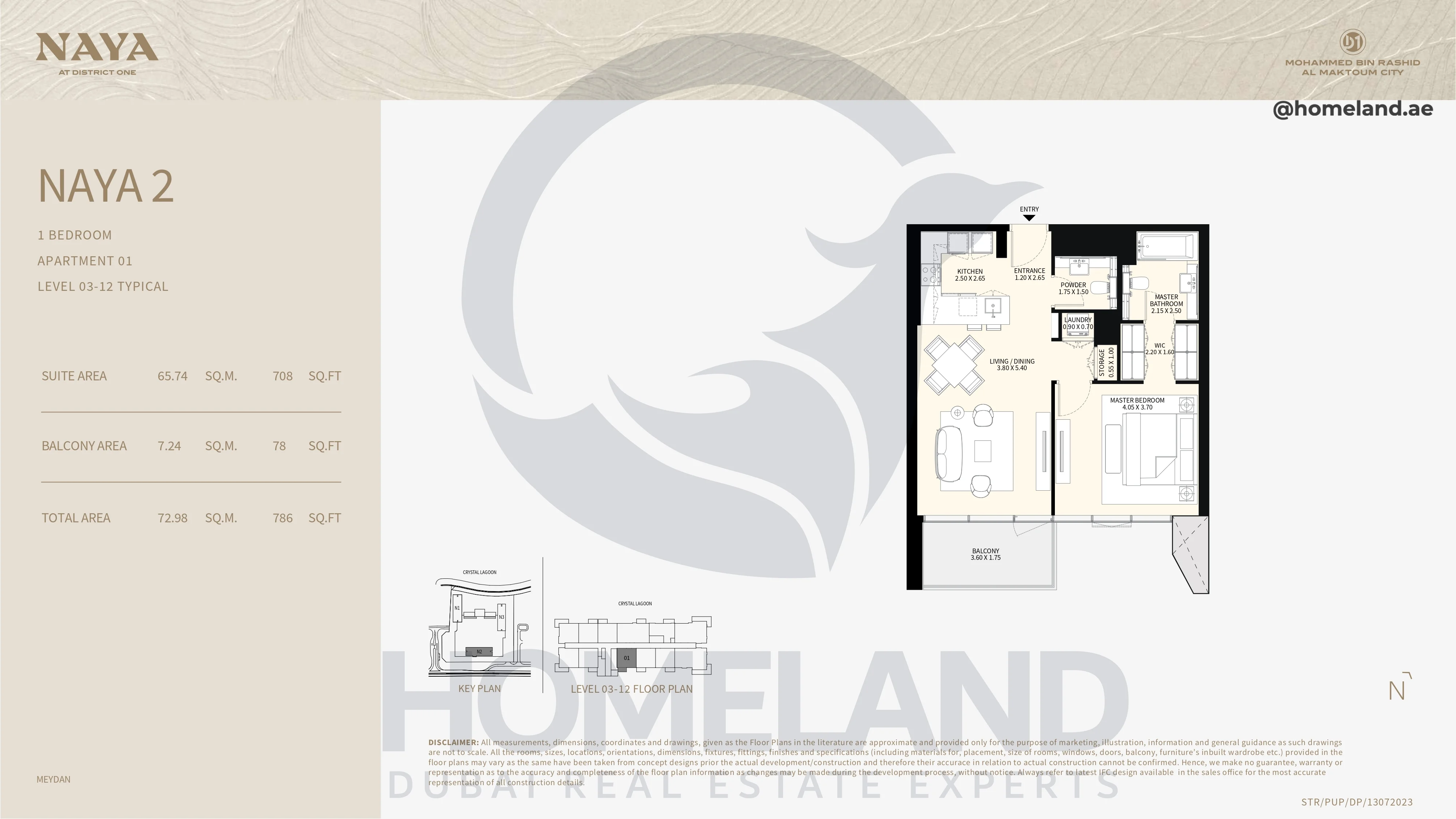 Naya 2, 1BR, Apartment 01, Level 03-12 Typical, 786 SQFT